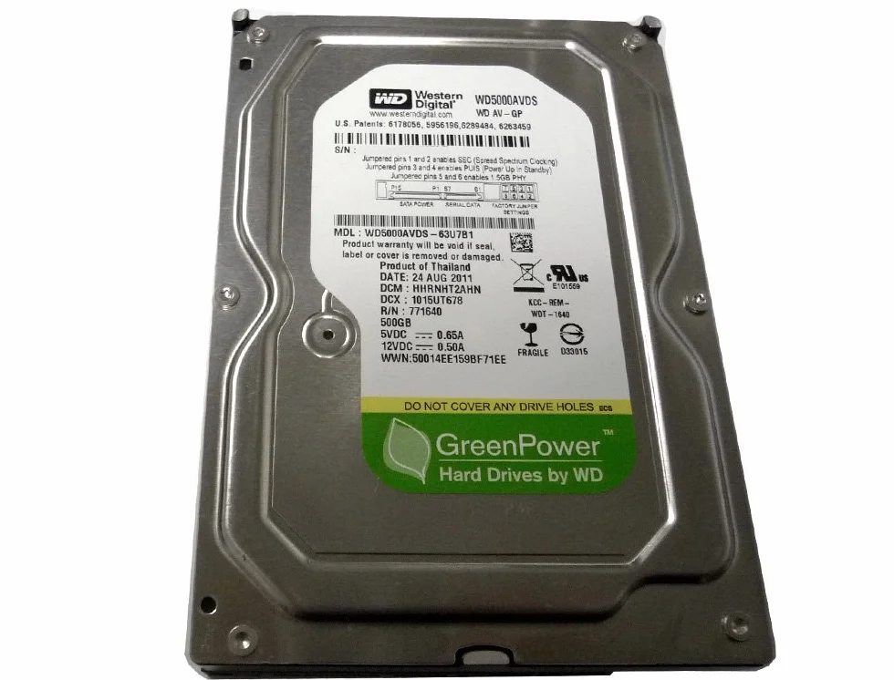 Western Digital Occidentale AV-GP Digitale HDD Interno da 3,5" da 500 GB, SATA, Buffer 32 MB, Nero