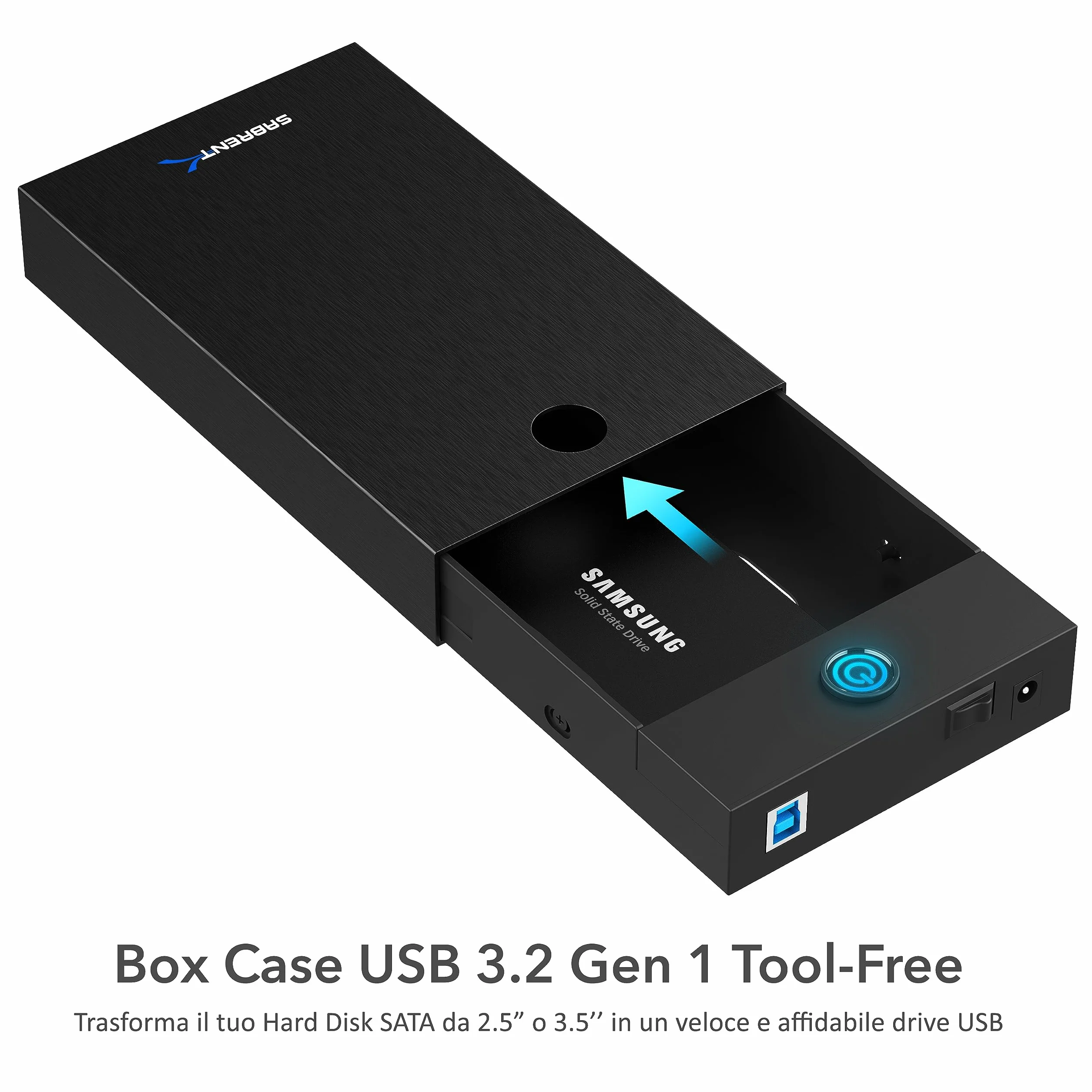 SABRENT Case SSD HDD Hard Disk Esterno SATA 2.5 3.5" USB 3.2 Docking Station 22TB UASP EC-KSL3