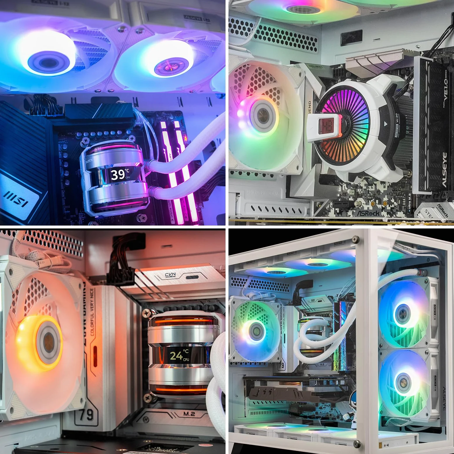 ALSEYE i12 PC Case Fan Kit, tre ARGB & PWM Case Fan Kit con Snap-in Struttura di Collegamento (i12 Kit Bianco)