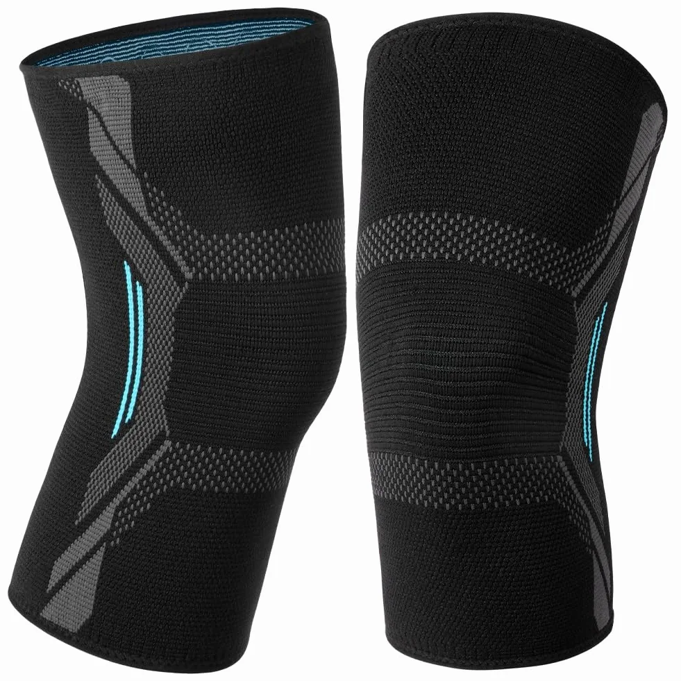 AOOWU Ginocchiera Ortopedica 2 Pezzi Stabilizzante Supporto Tutore Antiscivolo Compressione per Artrite Corsa Lesioni (L)
