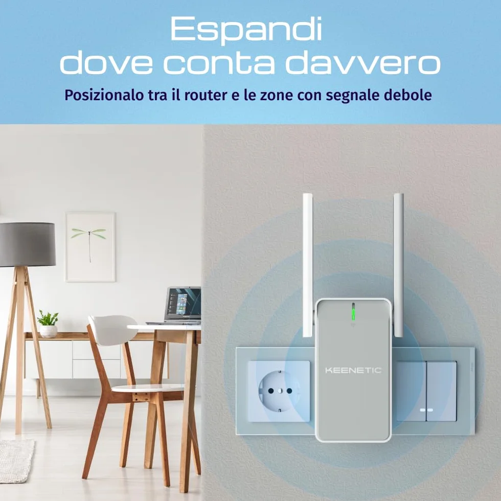 Keenetic Buddy 4 Range Extender Wi-Fi N300 con funzionalità Mesh e porta Fast Ethernet