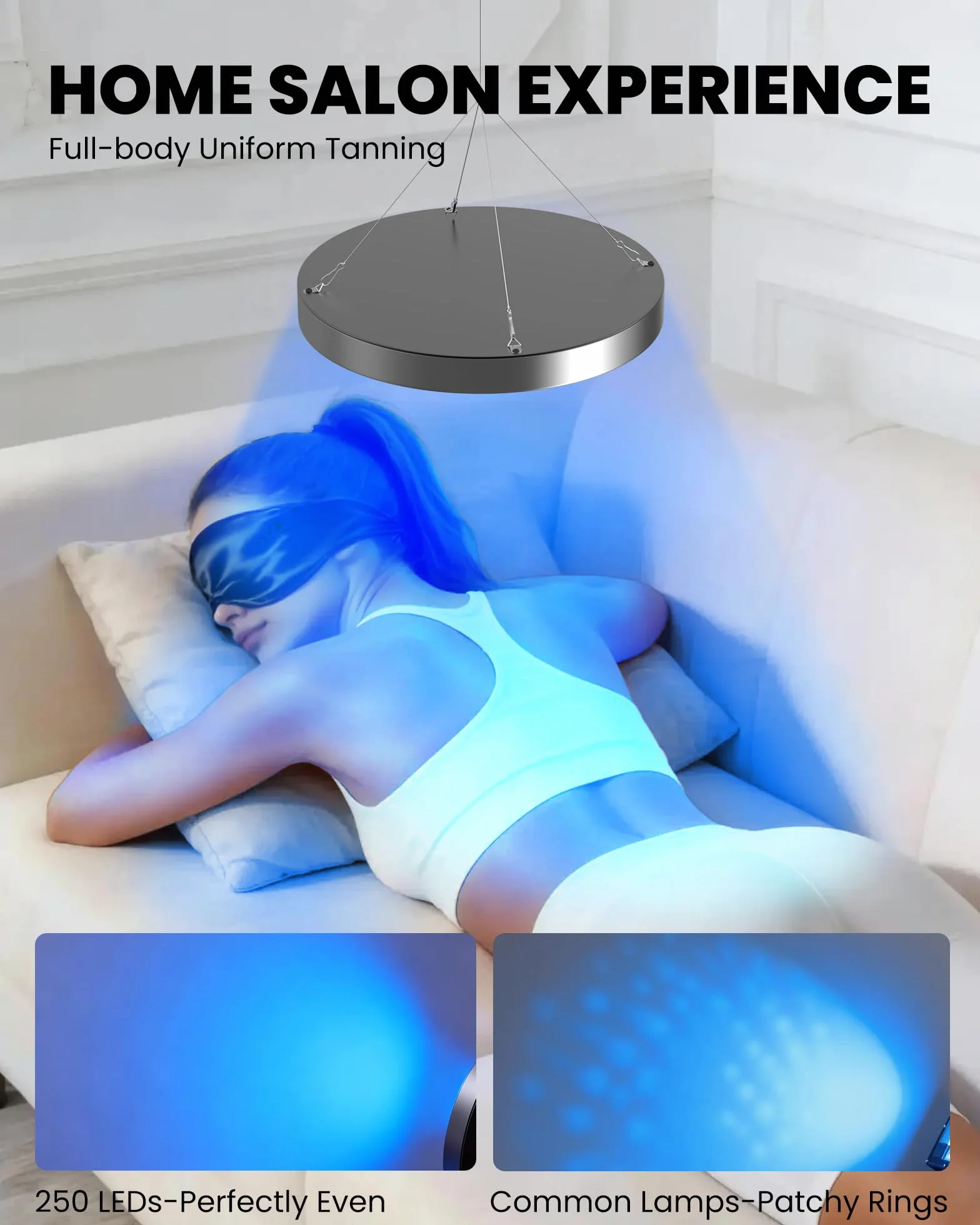 Solarium viso 250 LED 460 nm luce blu abbronzante con supporto da tavolo e sospensione