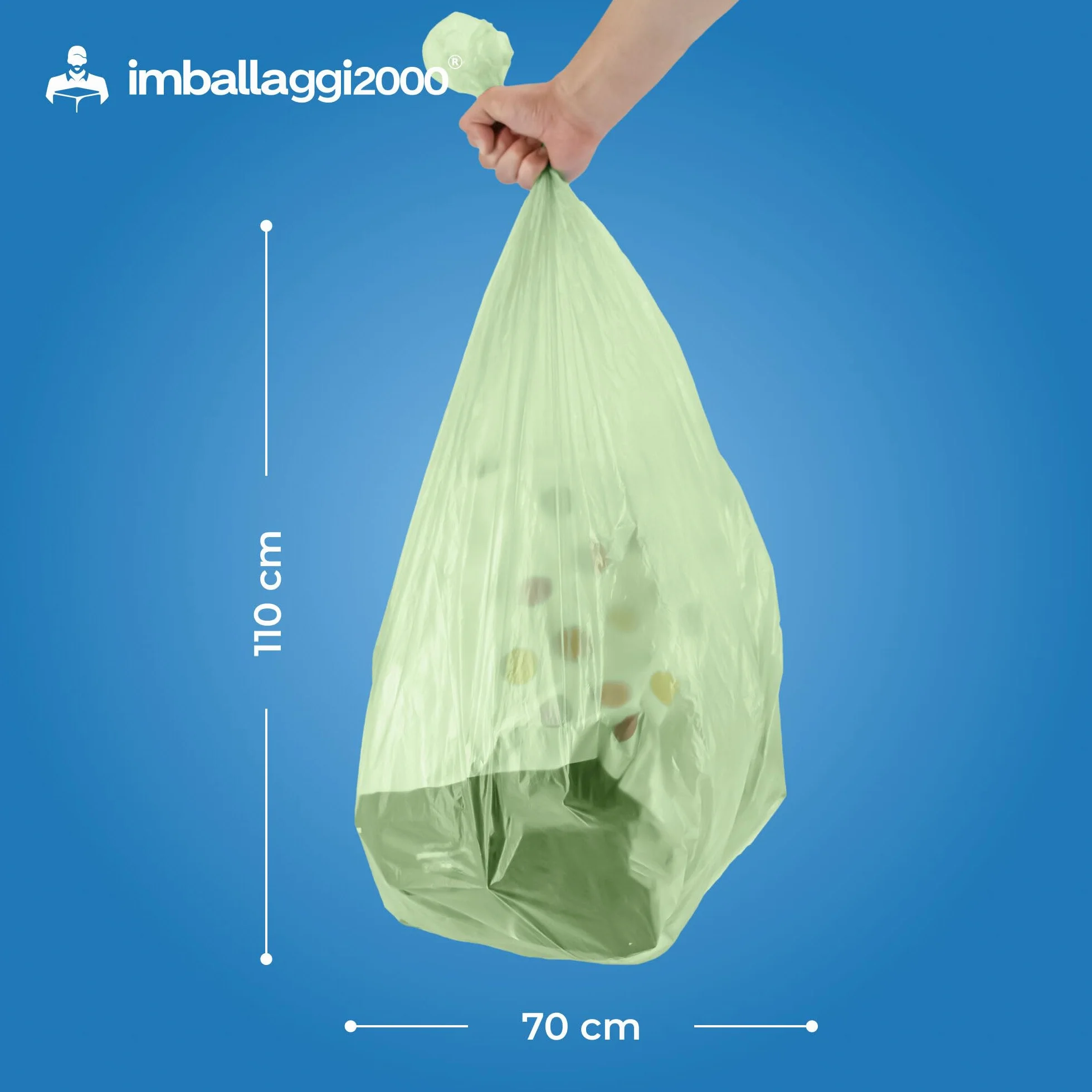 Sacchetti Spazzatura Organico 70x110 110L Biodegradabili Compostabili 50 sztuk