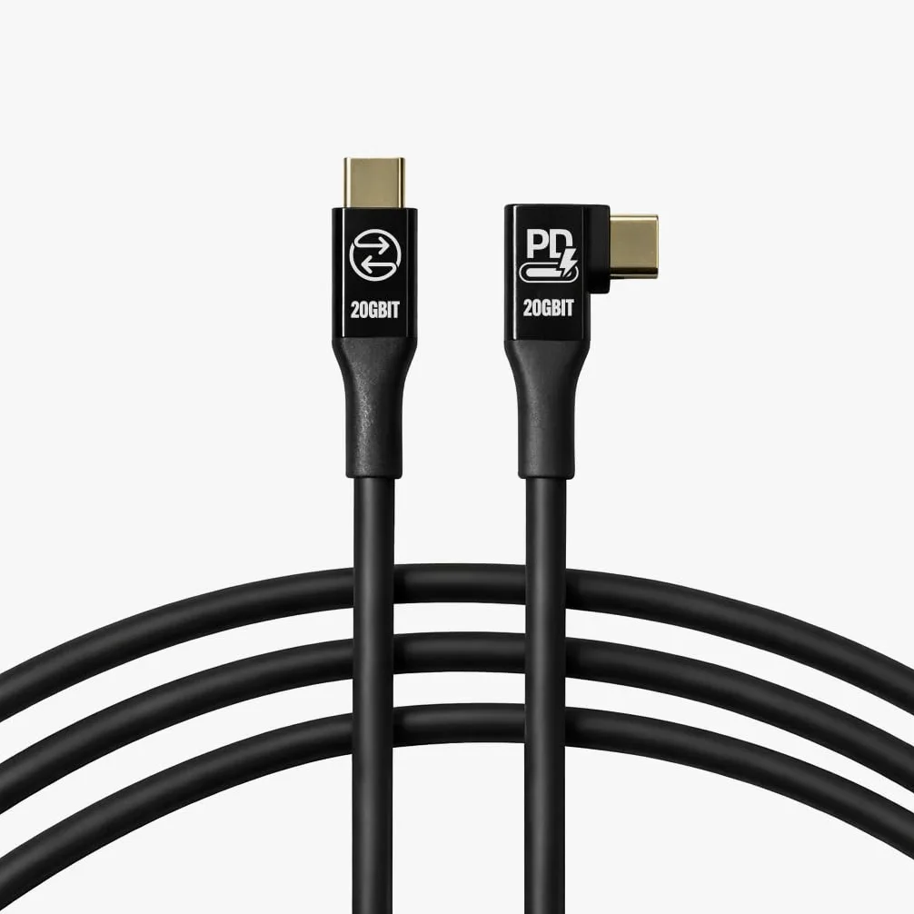 Gelatin Pantera - Cavo USB-C da 5 m, 20 Gbit | 20 Gbps bidirezionale, ricarica Power Delivery, modalità DisplayPort Alt per display Eizo e Studio, angolo retto, 5 m