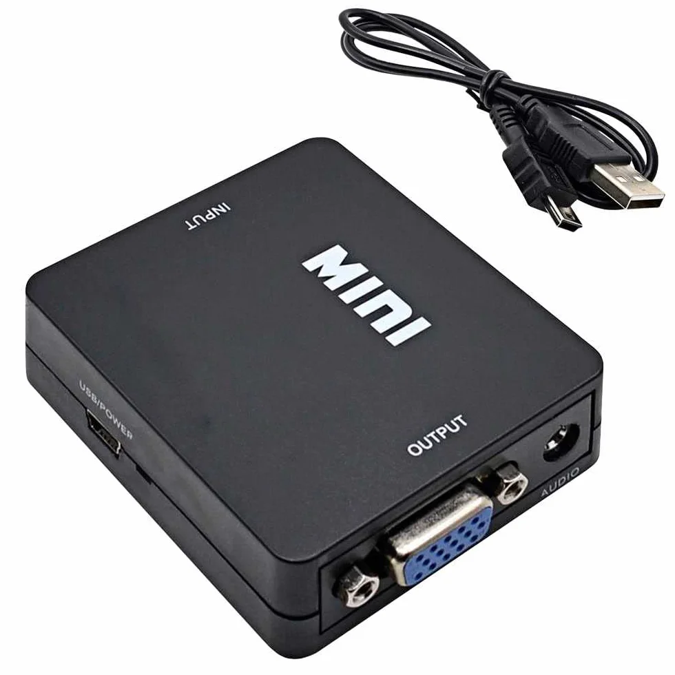 OcioDual Adattatore HDTV Digitale a VGA Analogica Full HD Video Audio Risoluzione Full HD Nero per PC Monitor Laptop TV HDTV Convertitore Segnale HDTV2VGA 1080p