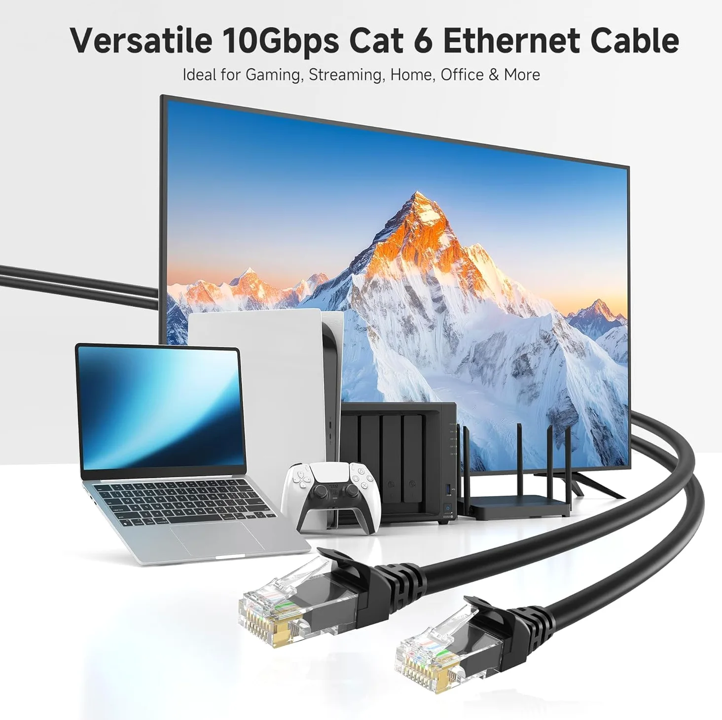 Cavo Ethernet CAT6 650FT 23AWG ad alta velocità 500MHz 10Gbps velocità di trasmissione, più veloce del cavo Ethernet Cat 5e/Cat 5. Ampiamente usato in computer, laptop Nero-60 m