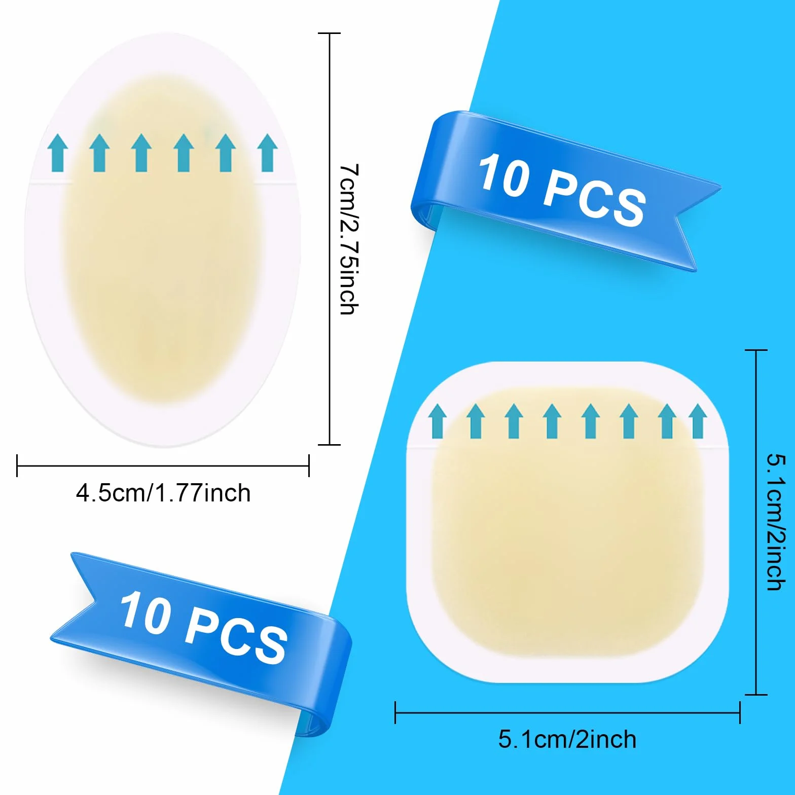 Kit 20 Pezzi Cerotto Extra Sottile Impermeabile Invisibile, Medicazione Idrocolloidale per Vesciche Piedi