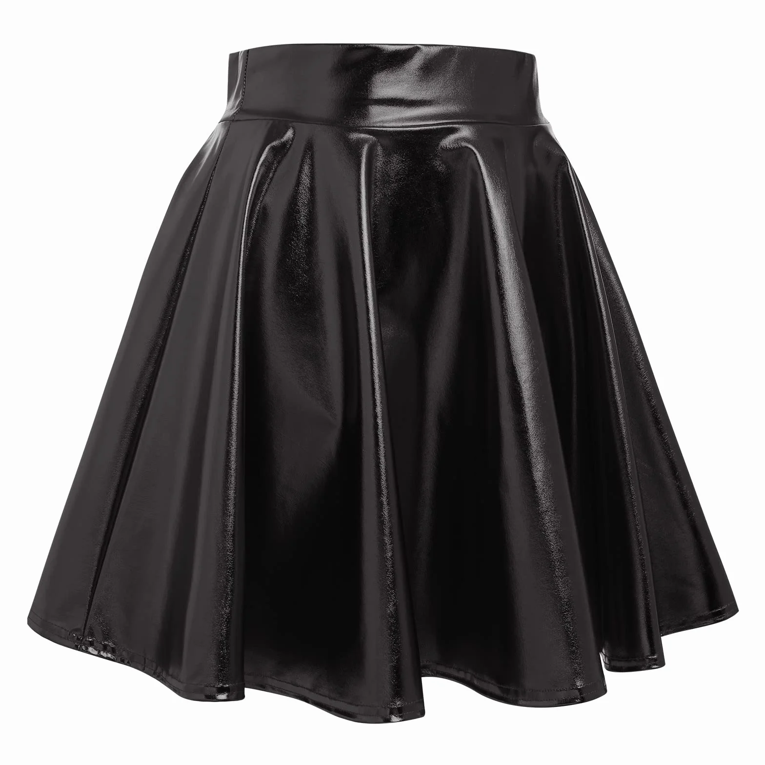 Mini gonna in pelle laccata olografica con glitter metallizzati