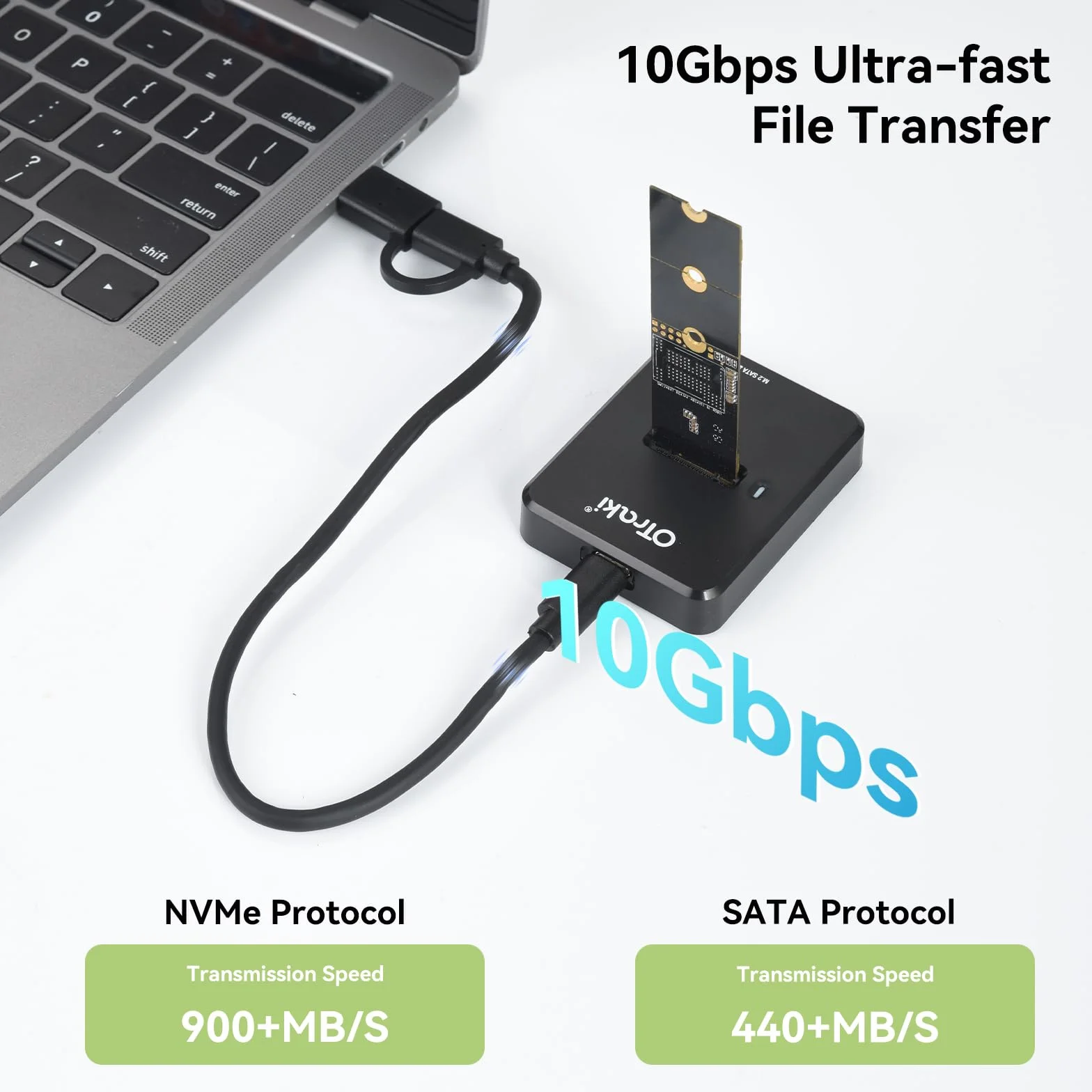 OTraki Docking Station M.2 NVMe SATA 10Gbps USB 3.1 Gen 2 Adapter M-Key B+M Key Dual Protocol 2230 2242 2260 2280