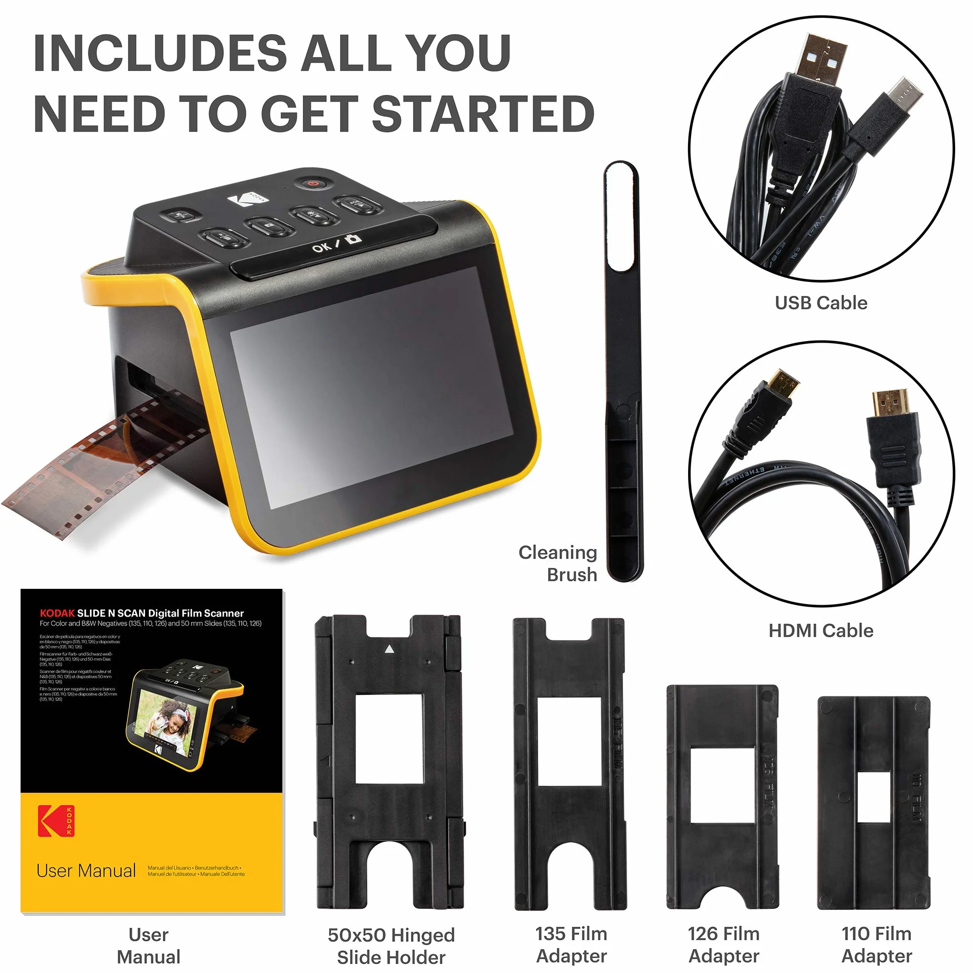 KODAK Slide N SCAN Film Scanner 5" LCD Nero