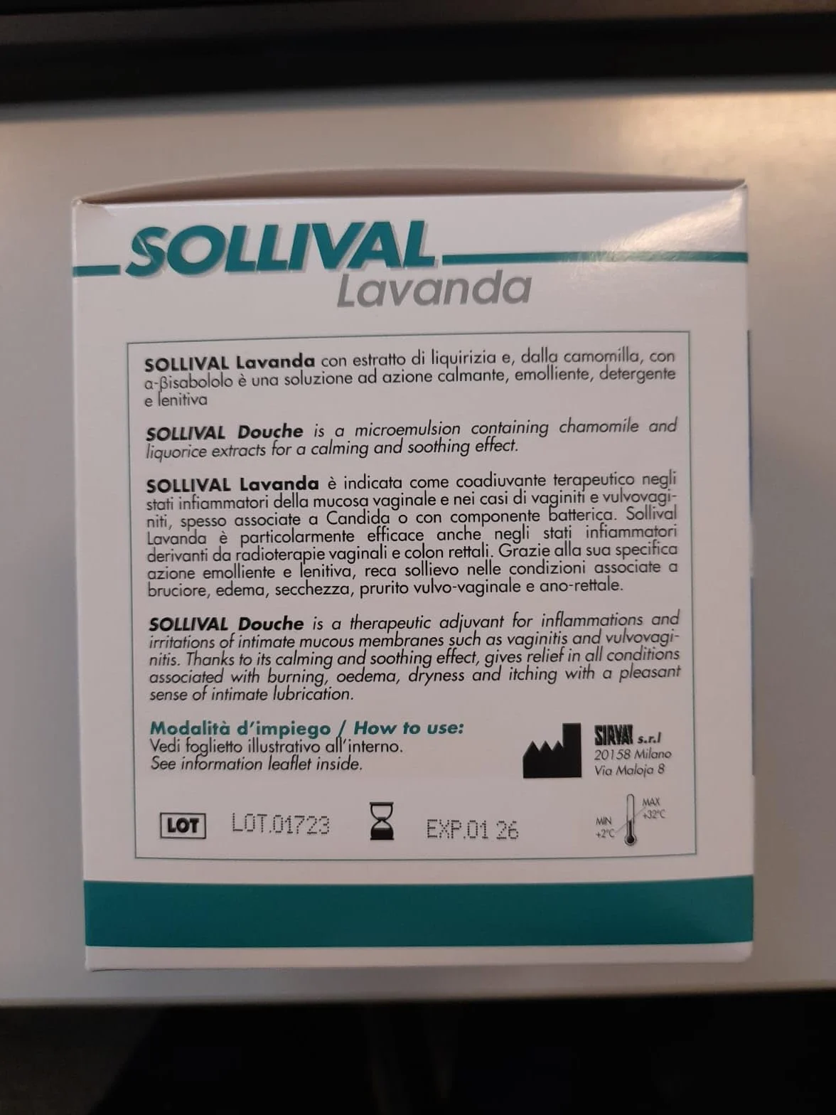 SOLLIVAL LAVANDA Soluzione Vaginale Calmante e Rigenerante 4x100ml Dispositivo Medico