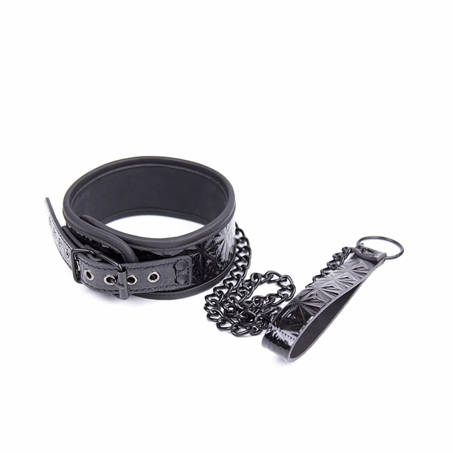 Collare BDSM in pelle con guinzaglio catena per adulti Fetish donna Bondage erotico SM