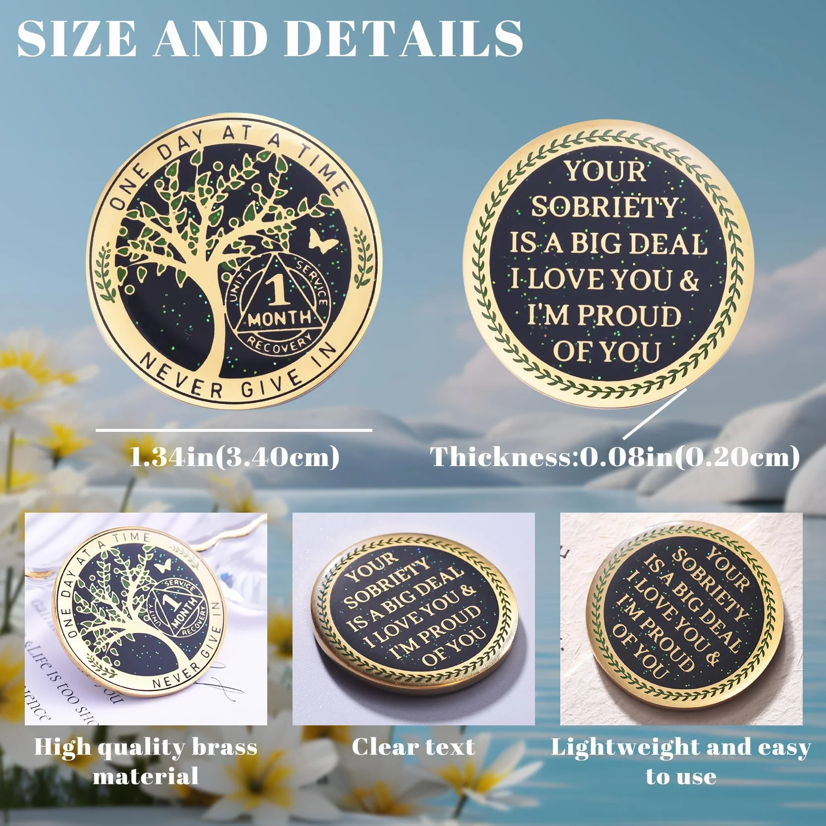 Moneta Sobriety Coin AA Chip Medaglione Albero della Vita Monete Recupero 30 Giorni Token Sobrietà Regali Uomini Donne Alcolisti Anonimi