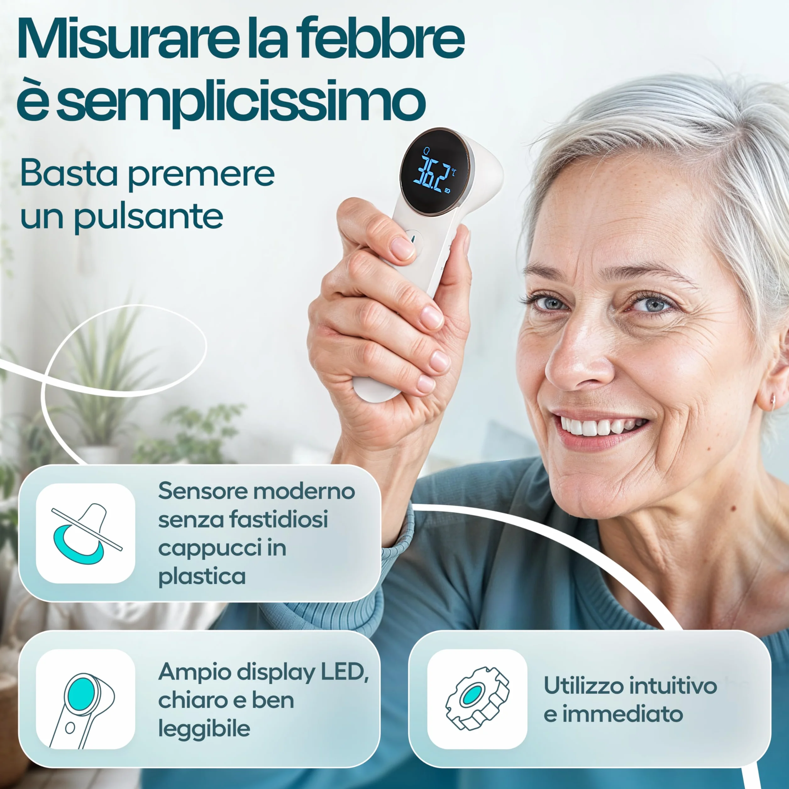 HIMMELSHAUCH MEDICAL Termometro Digitale Infrarossi 3 in 1 Auricolare e Frontale per Neonato Bambino Adulto