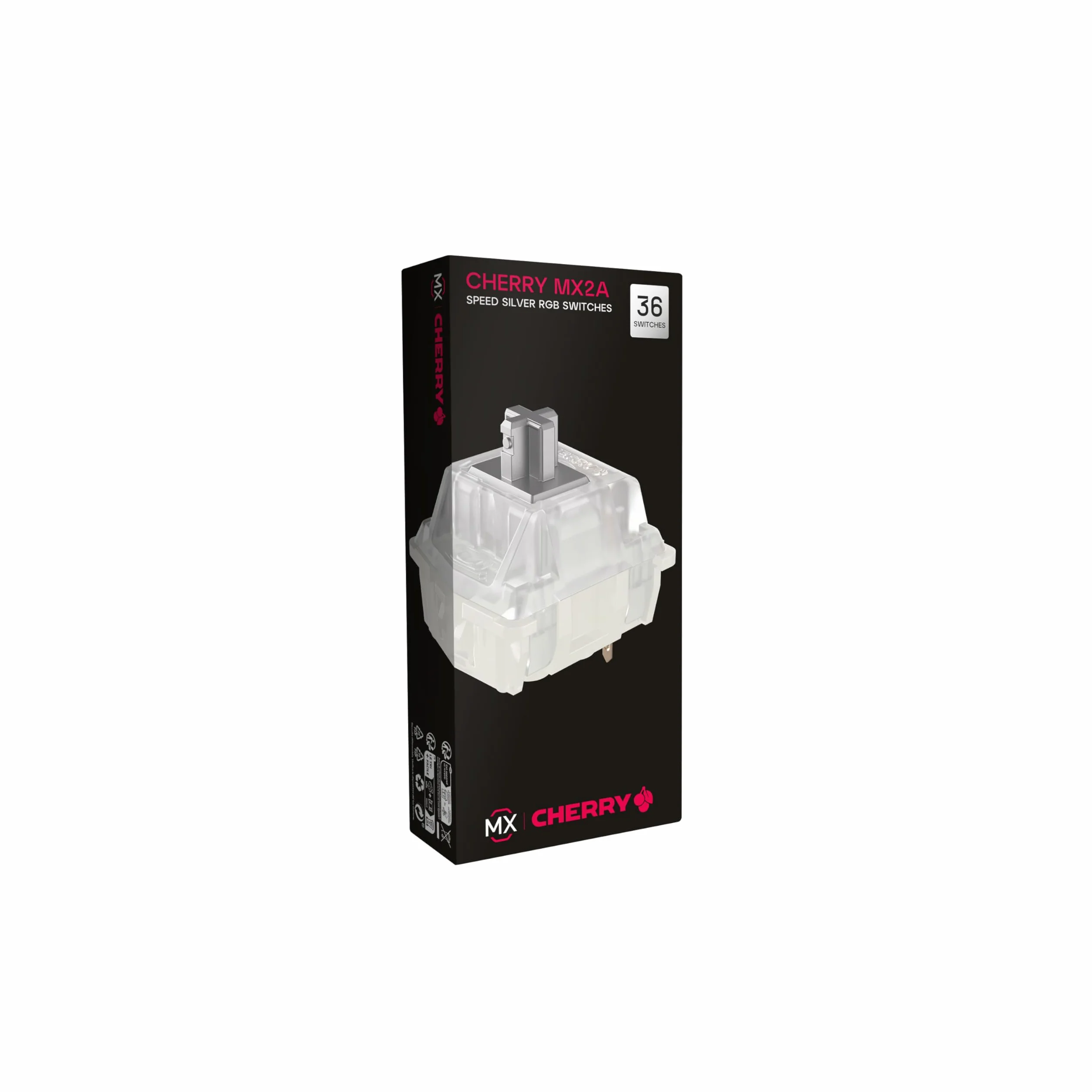 CHERRY MX2A RGB SPEED SILVER Switch Kit, 36 Interruttori Meccanici, Per Tastiera Fai-Da-Te, Hot-Swap o Da Gioco, Switch Lineare Senza Clic, Veloce e Diretto