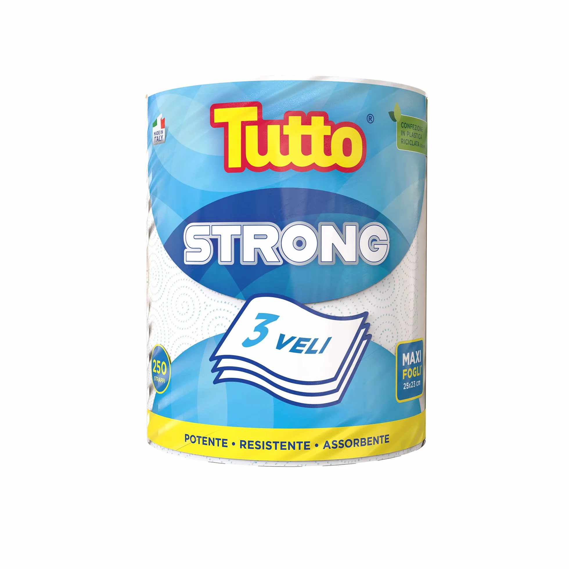 Tutto Strong Rotolo Carta Multiuso Extra Resistente 250 Strappi 3 Veli Made in Italy