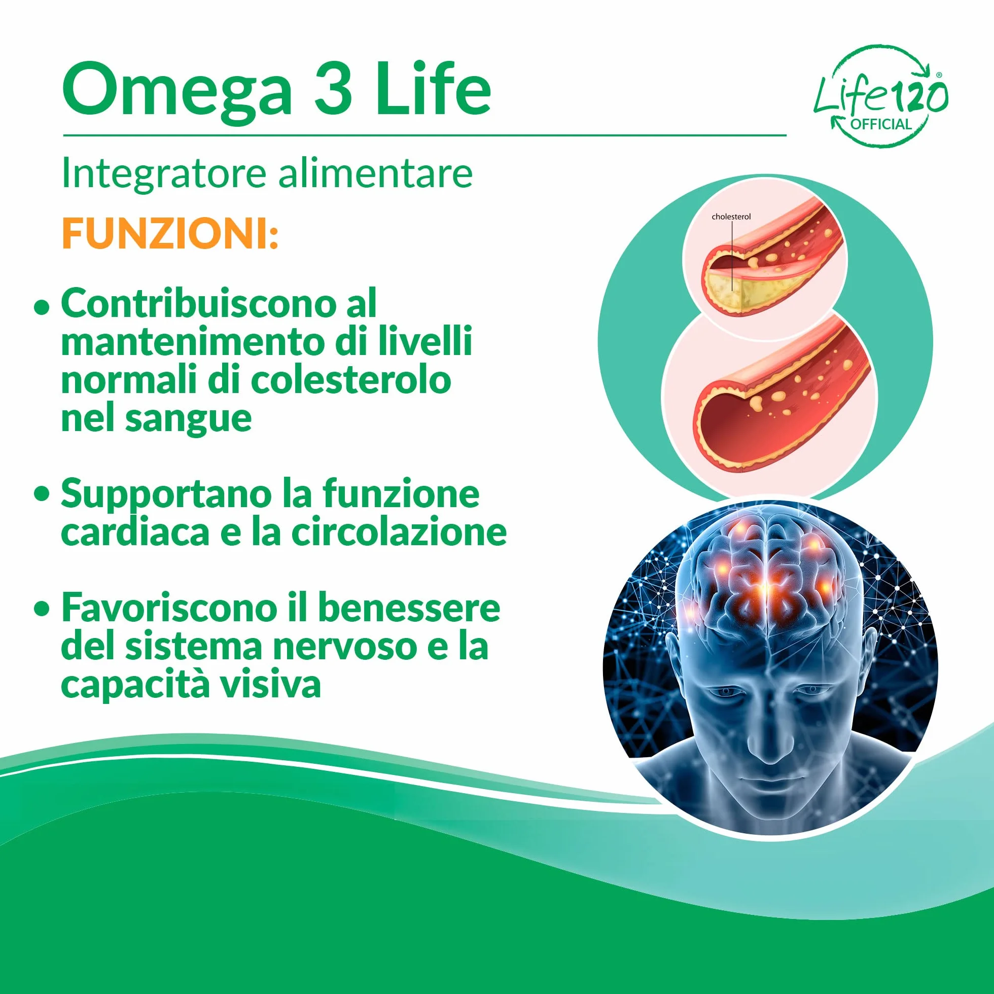 Omega 3 Life 120 perle integratore alimentare olio di pesce EPA DHA