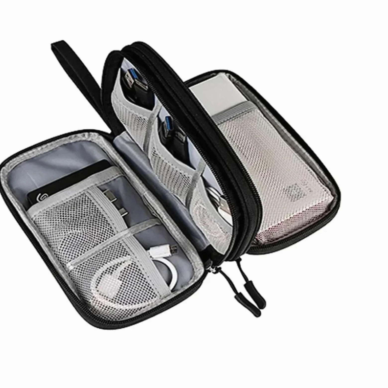 Borsa Organizer Cavi Borsa da viaggio for cavi, 2 pezzi, custodia portatile for archiviazione digitale, caricabatterie, dati, organizer USB, accessorio elettronico impermeabile(Pink)