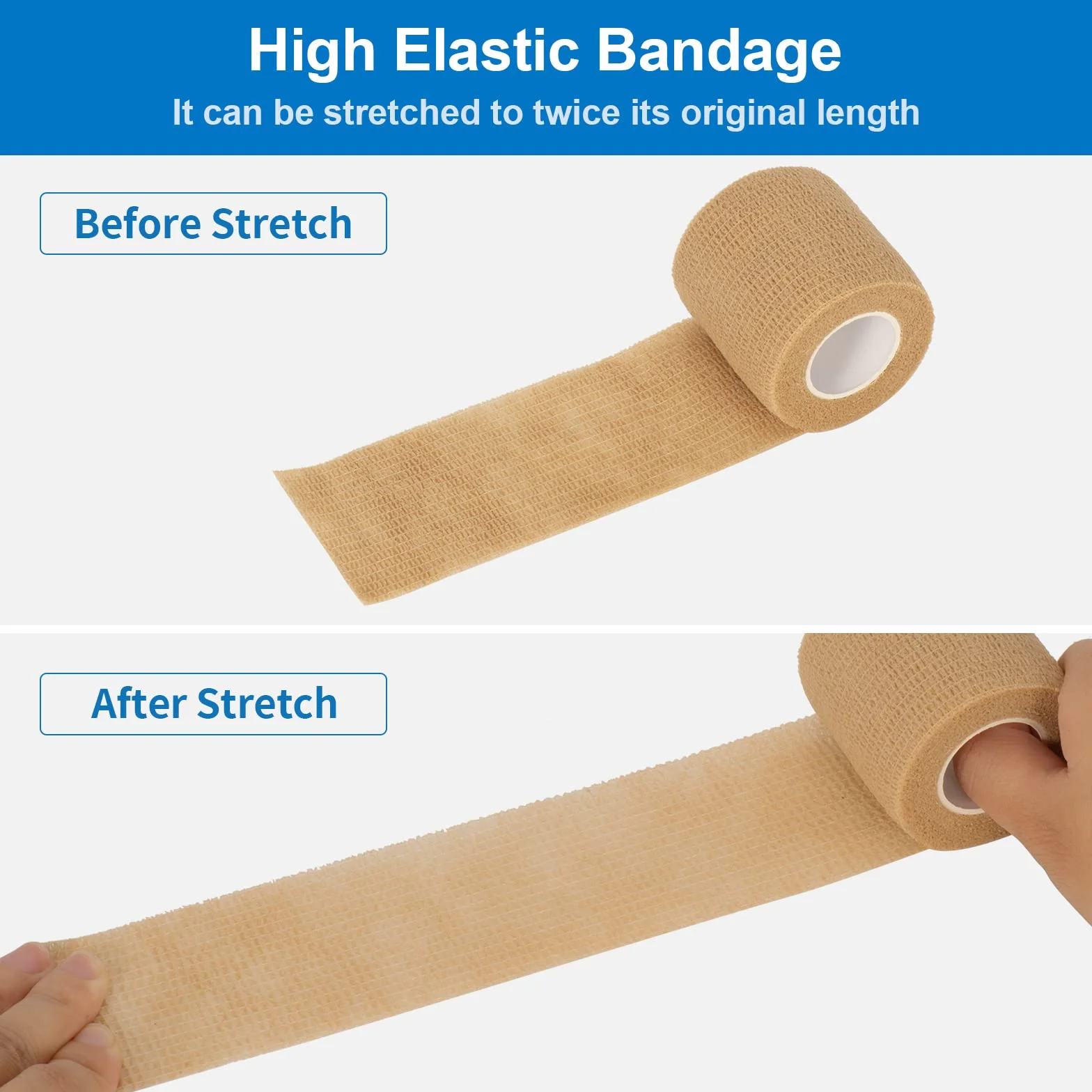 Benda Elastica Autoadesiva Bendaggio Coesivo 5cm x 4.5m Bianco