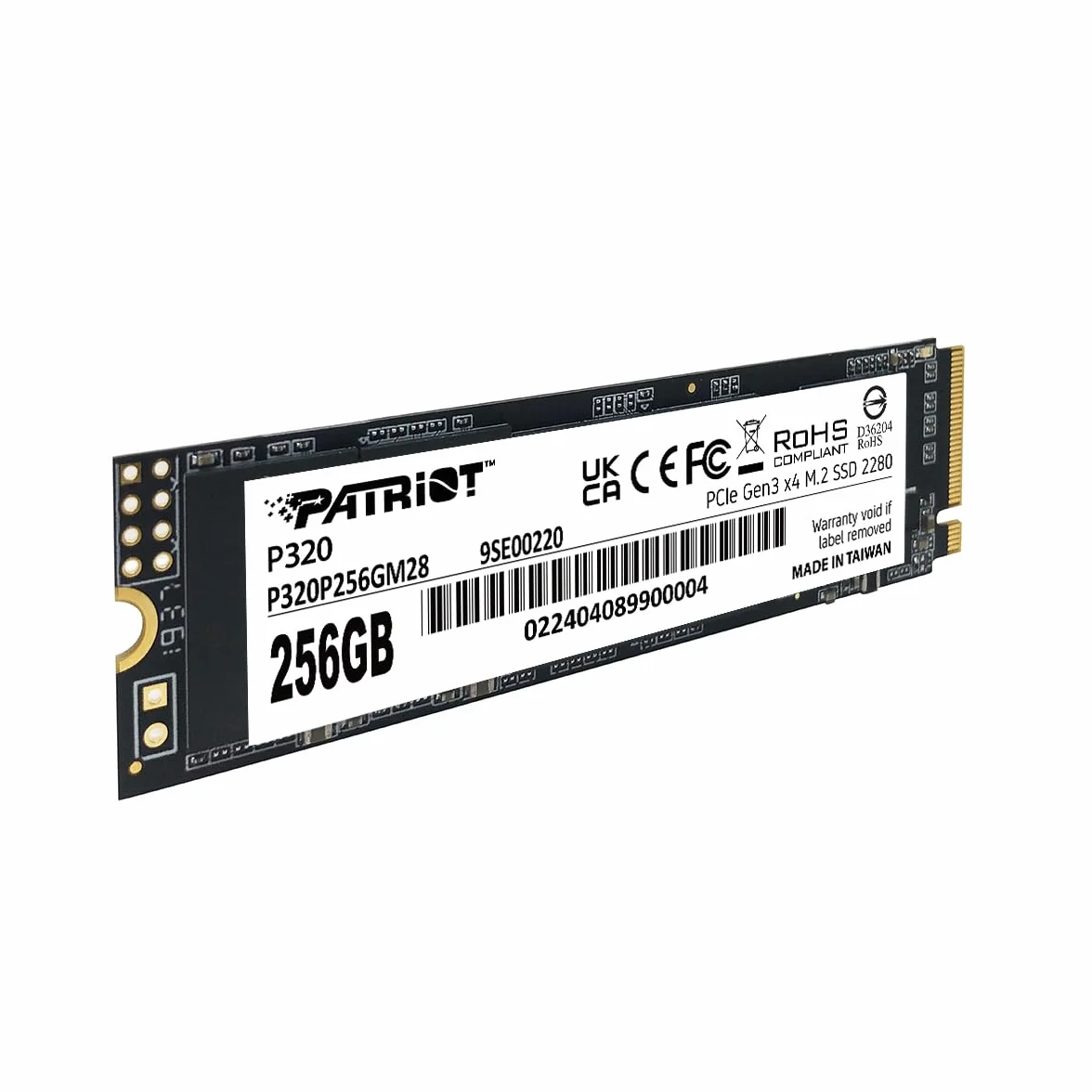 Patriot P320 256GB SSD interno - NVMe PCIe Gen 3x4 - M.2 2280 - Unità a stato solido - P320P256GM28