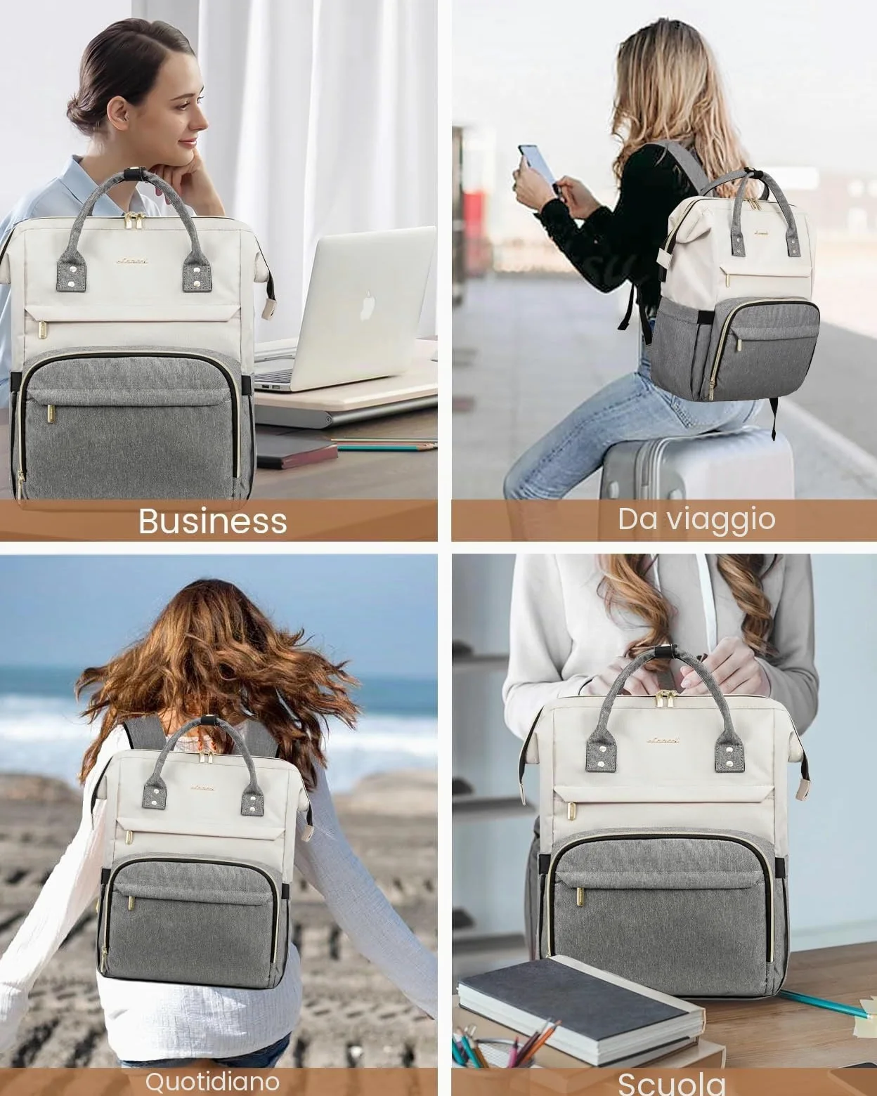 LOVEVOOK Zaino Porta PC Donna, Zaino Antifurto Impermeabile Donna, Zaino per Laptop Portatile 15.6/17 Pollici, Zaino per Viaggi Affari