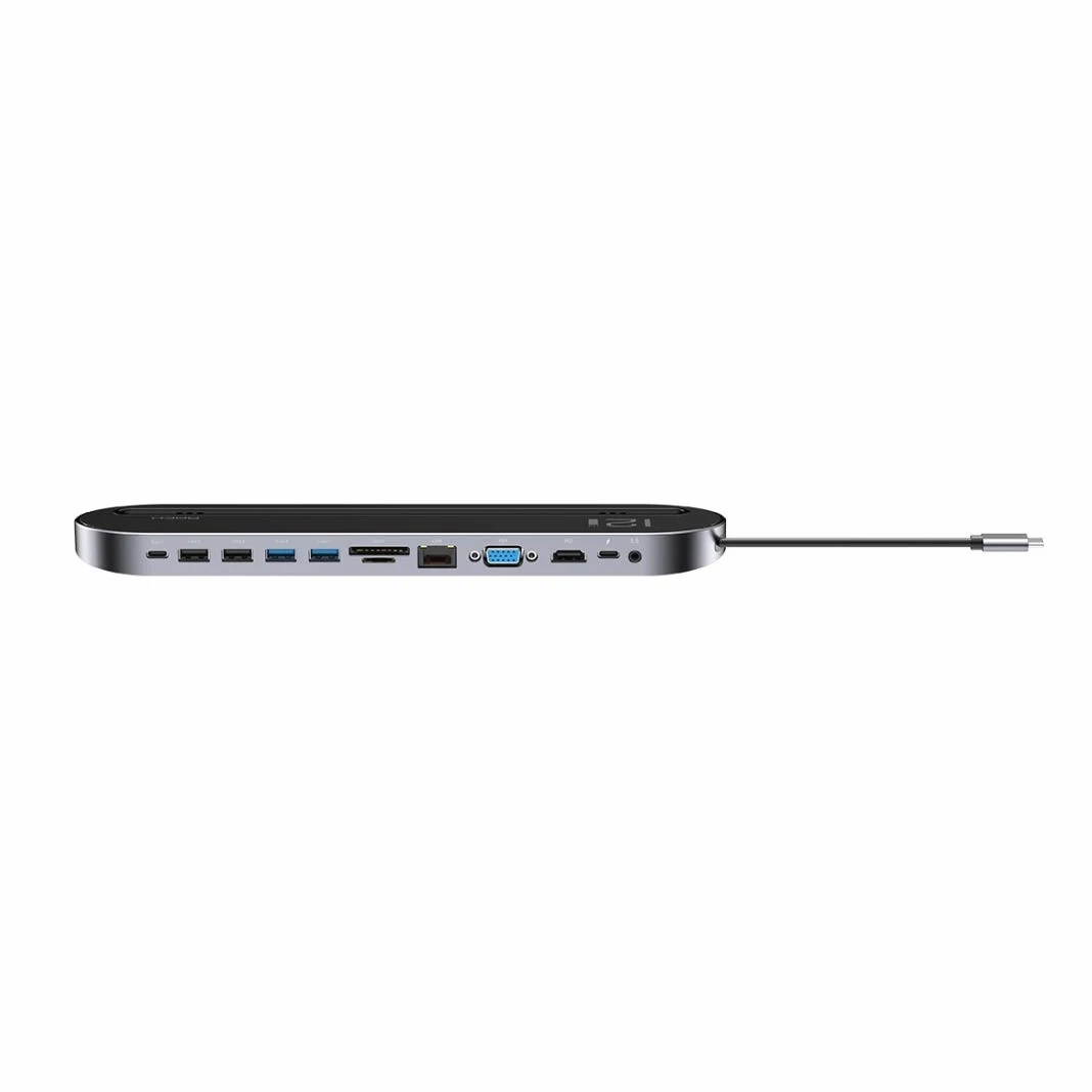 HUB USB Docking Station Splitter Multi-Function HUB Laptop Stand Base 12 in 1 USB 3-C/Type-C + 2 USB 2.0 + 2 USB 3.0 + Porta RJ45 Ethernet Gigabit + VGA + HDMI con TF Card SD/Slot & 3.5mm Jack DAT