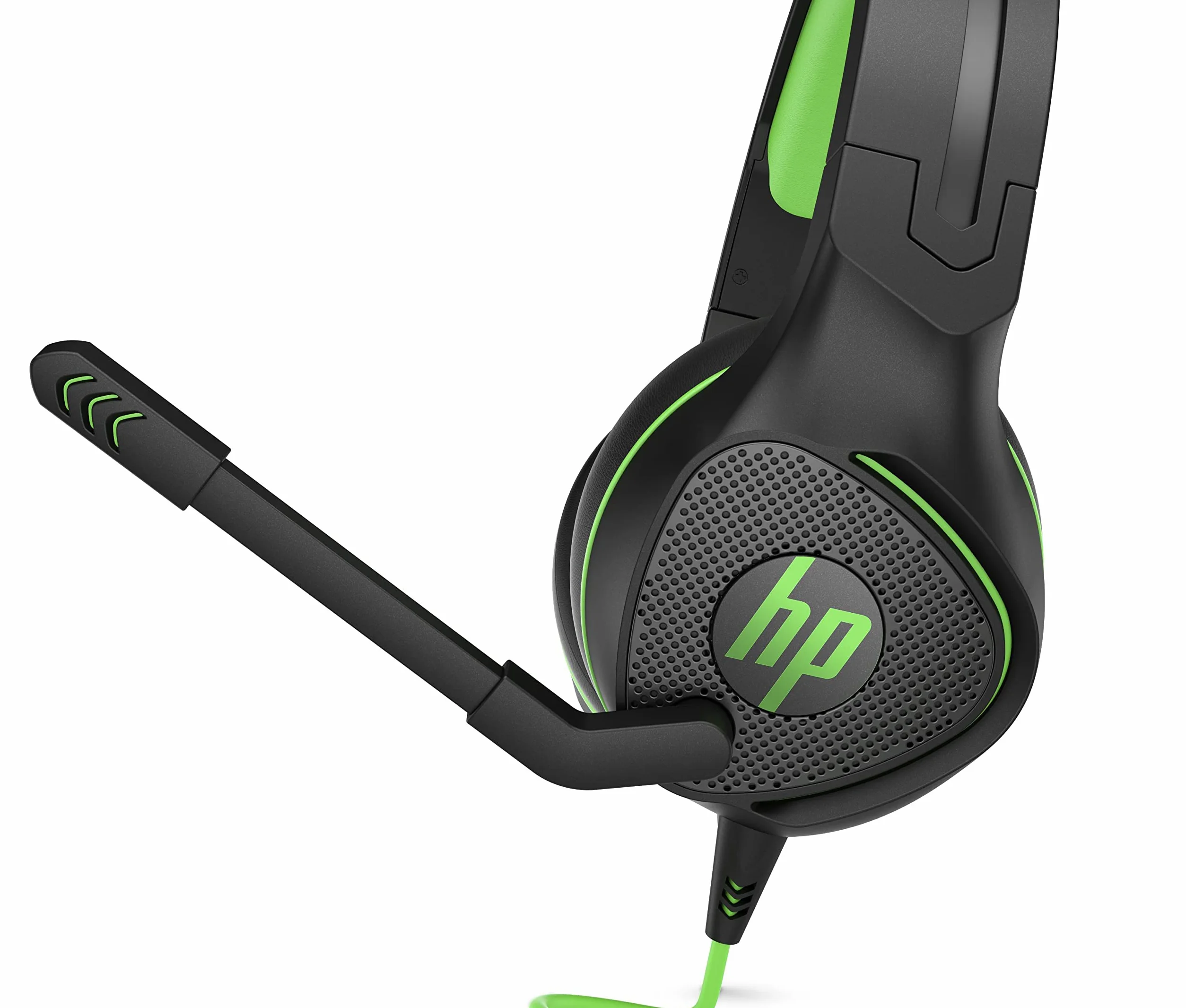 HP 400 Pavilion Gaming Cuffie, Comandi Integrati nel Cavo, Microfono Ripiegabile, Imbottitura in Finta Pelle Morbida su Auricolari e Base, Compatibile con PlayStation e Xbox, Nero/Verde
