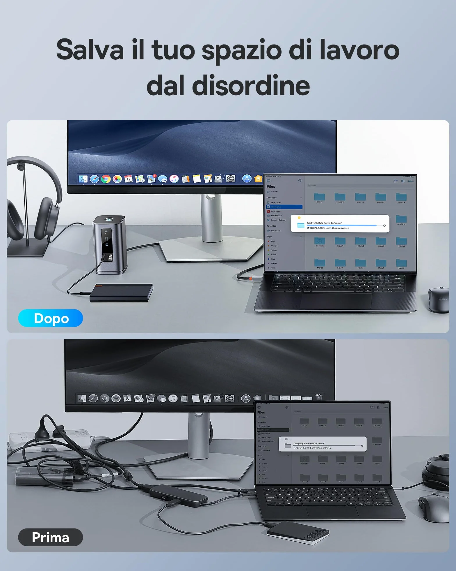 Baseus Spacemate 11 in 1 Docking Station 3 Monitor per Windows, con Display Intelligente, 4K HDMI/DP, 10Gbps USB-C/A, 100W PD, Ethernet，Audio, Compatibile con HP/Lenovo/Dell/Acer