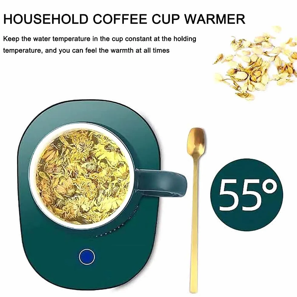 Scalda Tazza da Caffè Elettrico,55℃i Tazza di Controllo della Temperatura Intelligente per caffè Cacao e Bevande Calde, per casa e Ufficio scaldatazze elettrico (Verde)