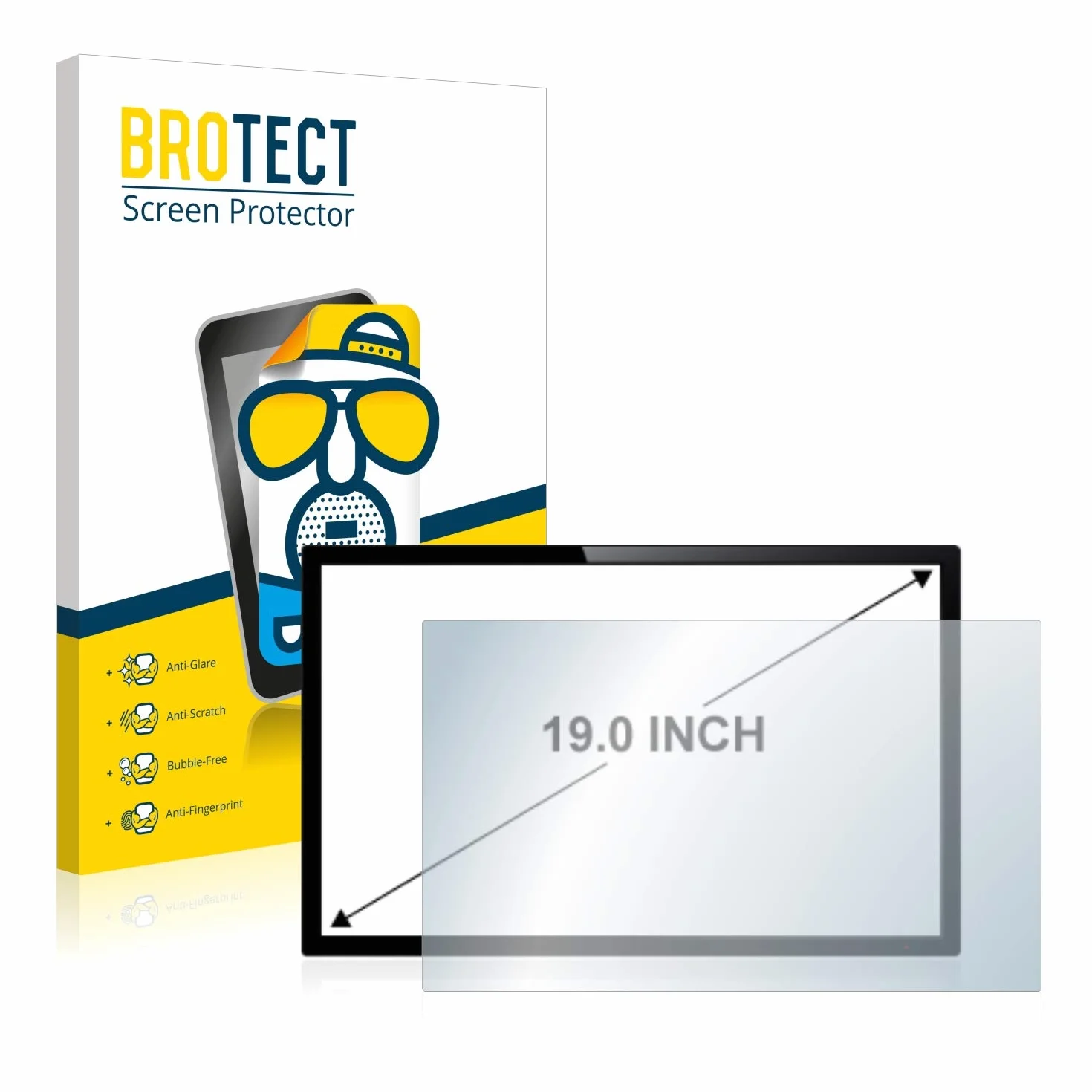 brotect Pellicola Protettiva Opaca 19" per PC touch panel con 48.3 cm (19,0 pollici) [410.9 mm x 257 mm, 16:10] Proteggi Schermo Anti-Riflesso
