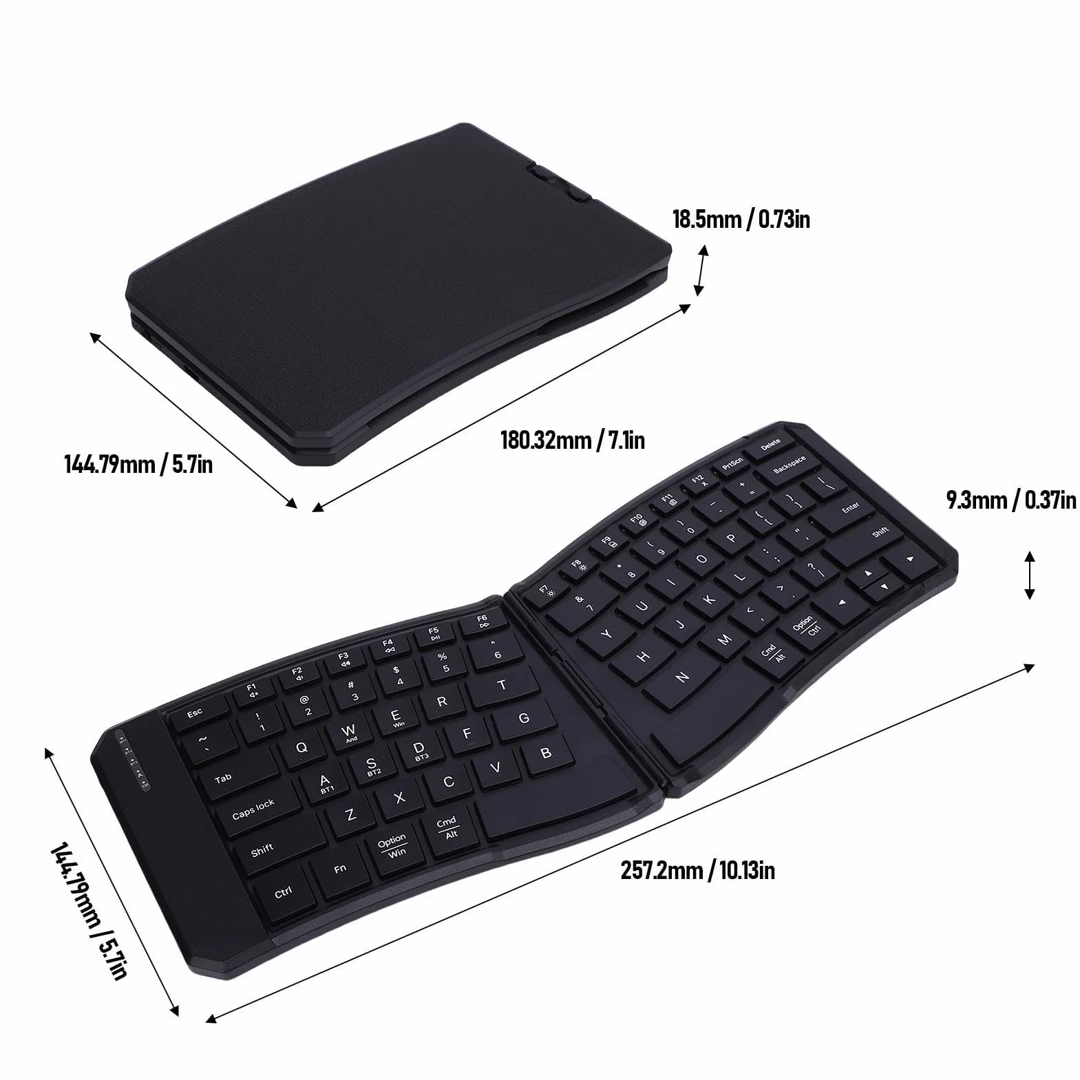 Jiawu Tastiera Ergonomica Pieghevole, Tastiera Bluetooth Portatile Divisibile, Supporta Tre Dispositivi Contemporaneamente, Tastierino Wireless a Forma di V a 80 Tasti, Ricaricabile