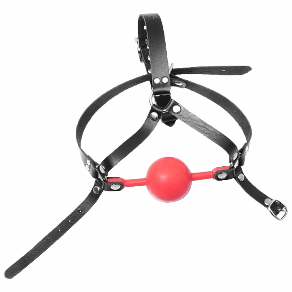 SXOVO Gag in Pelle con Chiusura in Ottone Bocca Gag Ball Bondage Rosso