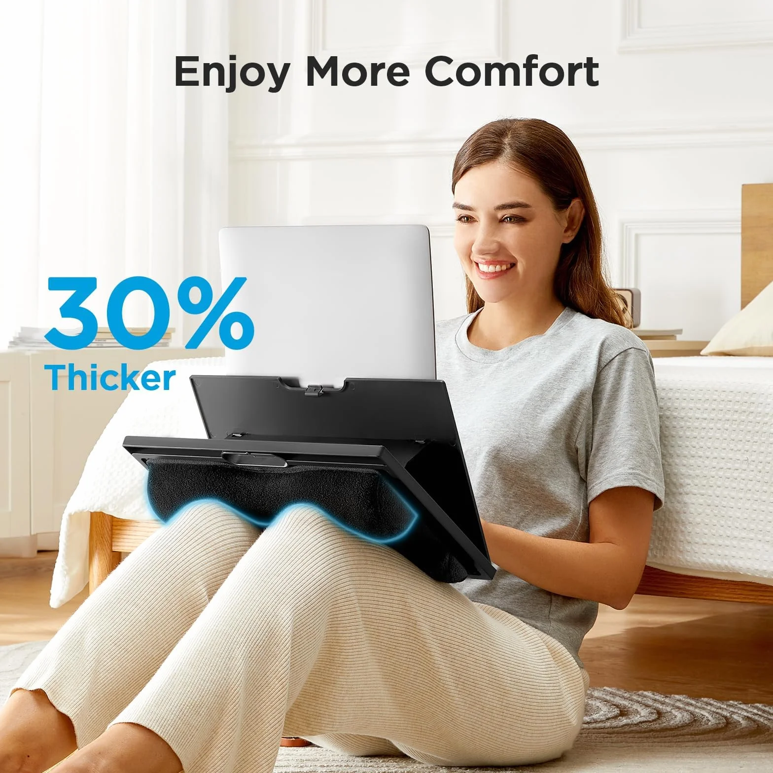 HUANUO Supporto per Laptop con Cuscino - Flessibile Regolabile con 8 Angoli, Supporta Notebook, Tablet, Fino a 15,6", Tavolo Vassoio Portatile e Adatto per Viaggi, Lavoro, Casa