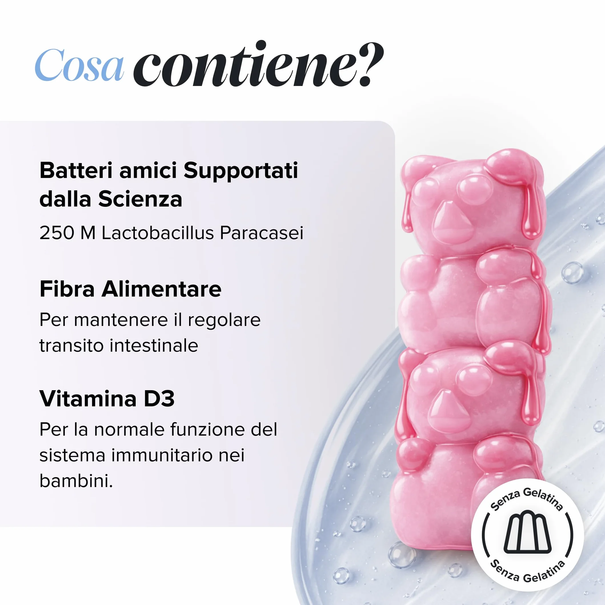 Probiotici Bambini Gommose Fermenti Lattici con Vitamina D3 & Calcio Benessere Intestinale Difese 30 Gommose Novomins