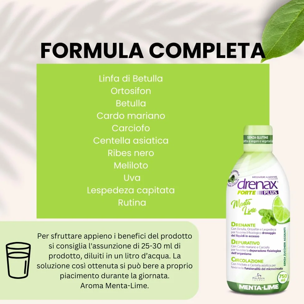 Drenax Forte Plus Menta e Lime Integratore Drenante Depurativo 750ml