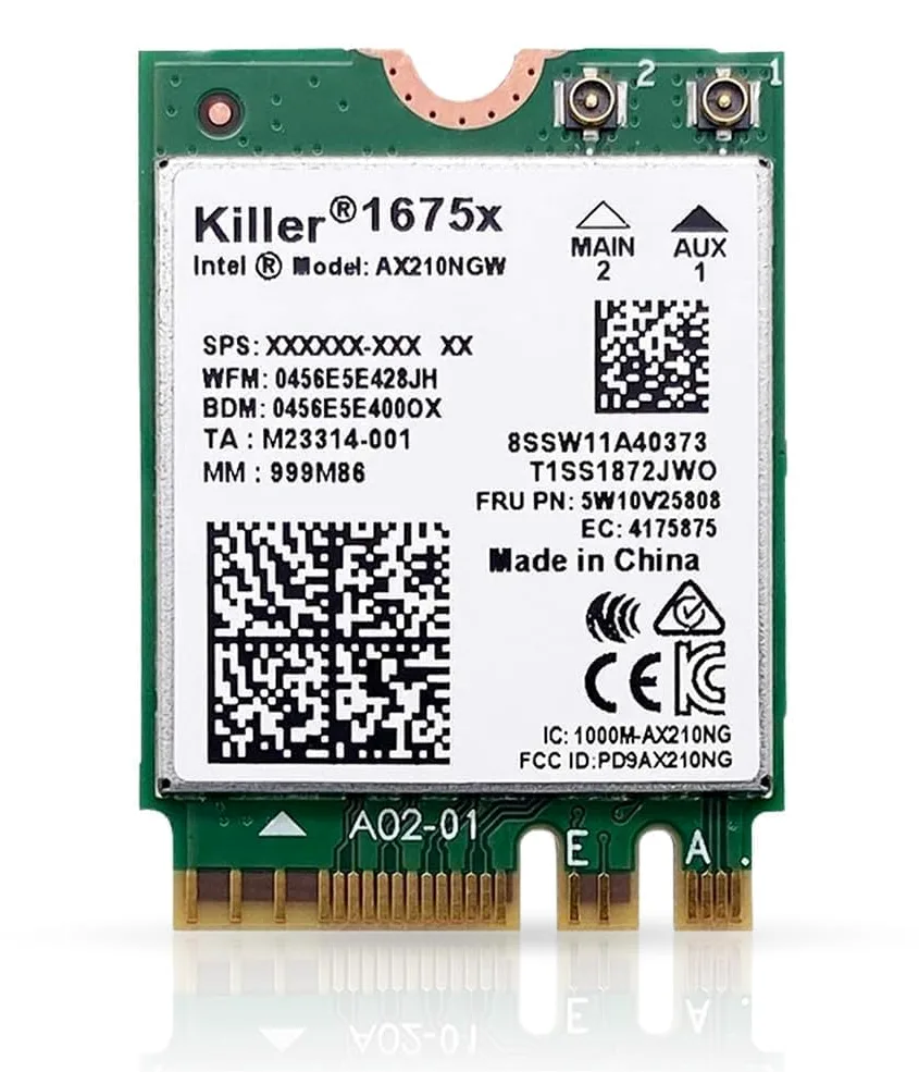 AX1675x Killer Series Upgraded WiFi 6E Adapter | Gaming WiFi Adapter | M.2 Wifi Card | 2.4 Gbps WiFi for PC | Supports Bluetooth 5.3 & Intel, AMD with Windows 10+, Linux (AX1675x)