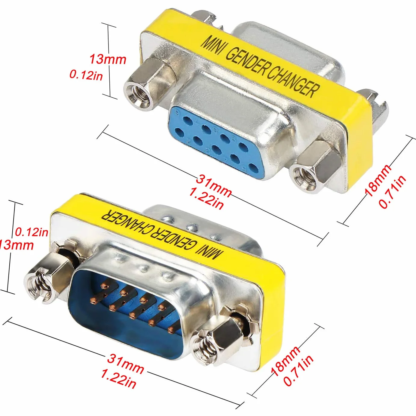 Greluma 10 Pezzi 9 Pin RS-232 DB9 Maschio a Maschio/Femmina a Femmina Cavo Seriale Cambio di genere Coupler Adattatore