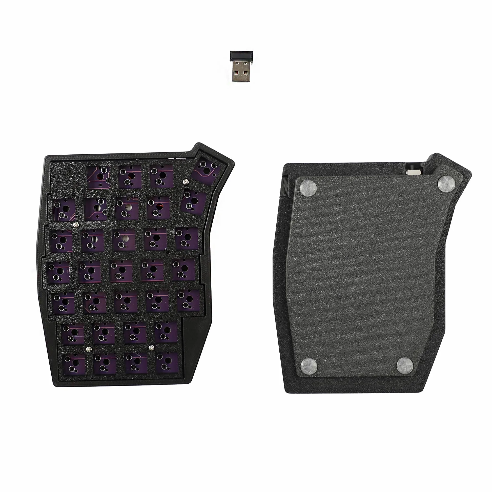 YMDK Sofle Tastiera Wireless Split 2.4Ghz 64 Tasti Ergonomica Hotswap 60% Layout 3D PLA Vial All Key Programmabile Mini Kit Tastiera da Gioco Indipendente