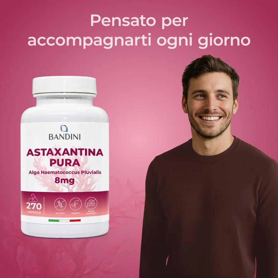 Bandini Astaxantina 270 capsule 8 mg antiossidante naturale