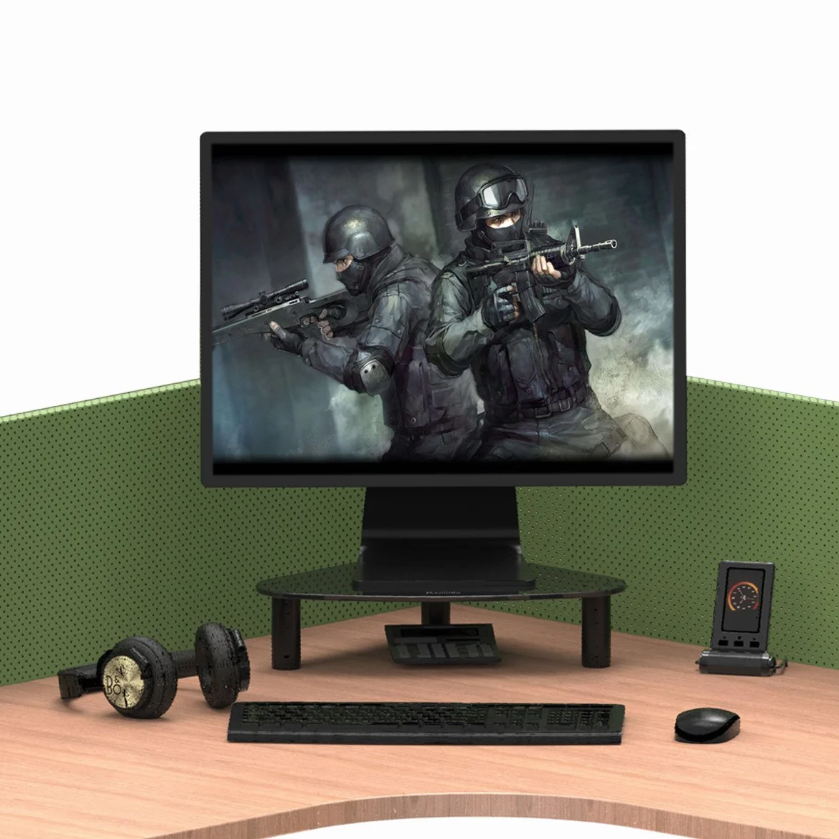 Hemudu Supporto Monitor Scrivania, Rialzo Monitor con Altezza Regolabile, Triangolo Porta PC Portatile Salva Spazio per Computer, Laptop, Portata massima 40 kg