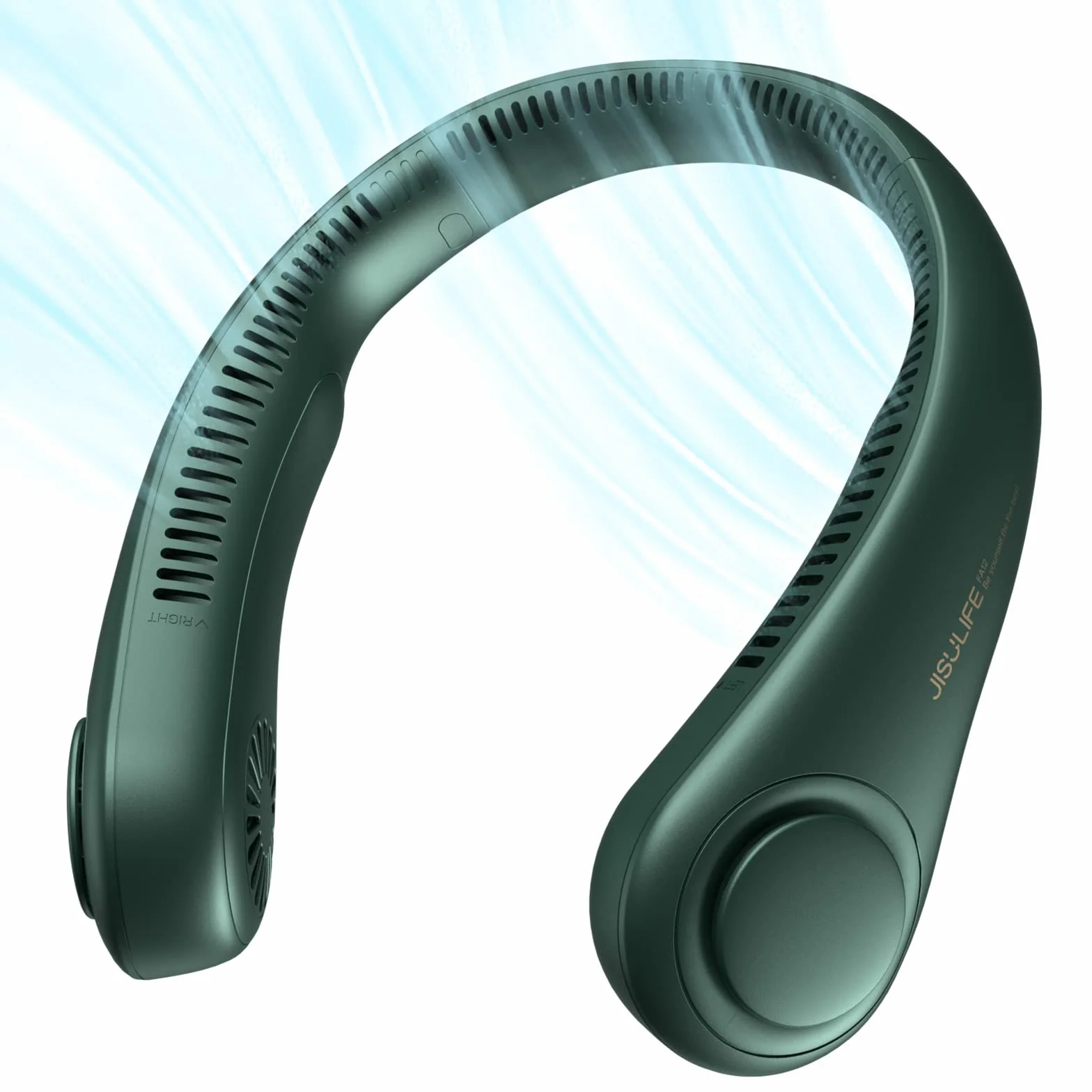 JISULIFE Ventilatore portatile da collo, mani libere, senza pale,4000 mAh, a batteria, ventilatore personale indossabile, girevole, ricaricabile, regalo per donne e uomini- Verde Scuro