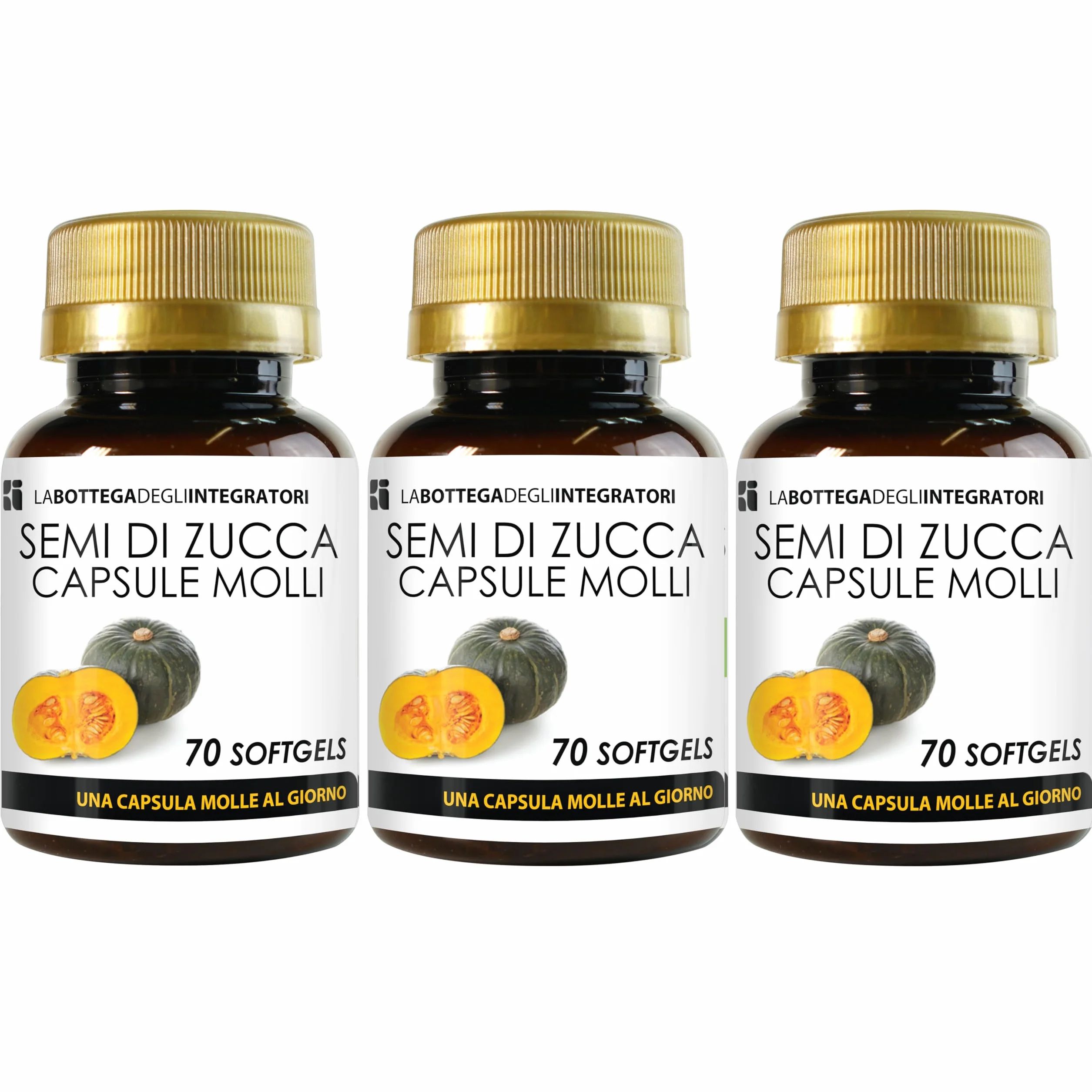 Semi di Zucca 210 Softgels Olio Spremuto a Freddo Omega 3 6 9 Acido Linoleico Oleico