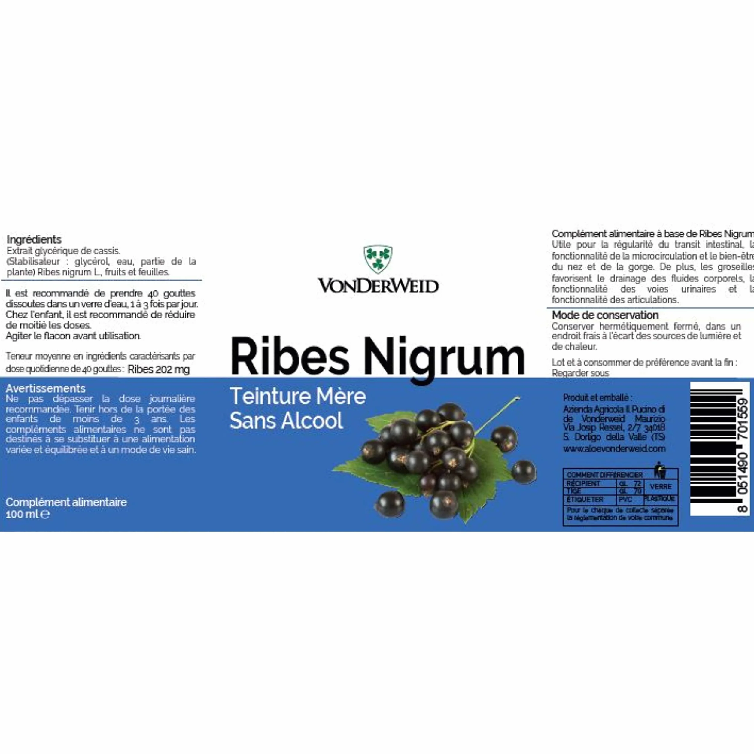 Ribes Nigrum Tintura Madre Analcolica Estratto Glicerico Integratore Ribes Nero Gocce 100 ml