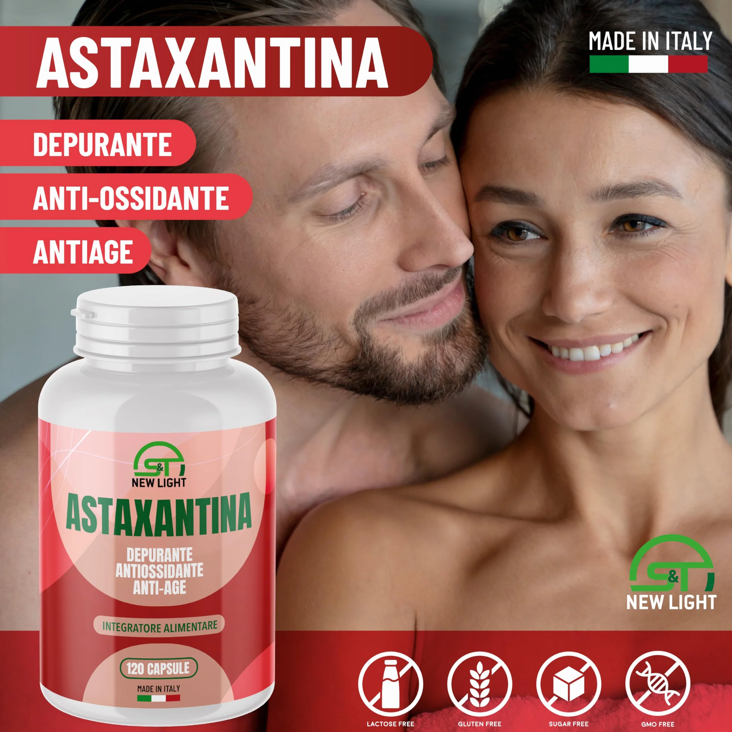 S&T New Light Astaxantina Naturale 20mg 120 Capsule - Integratore Antiossidante Alto Dosaggio