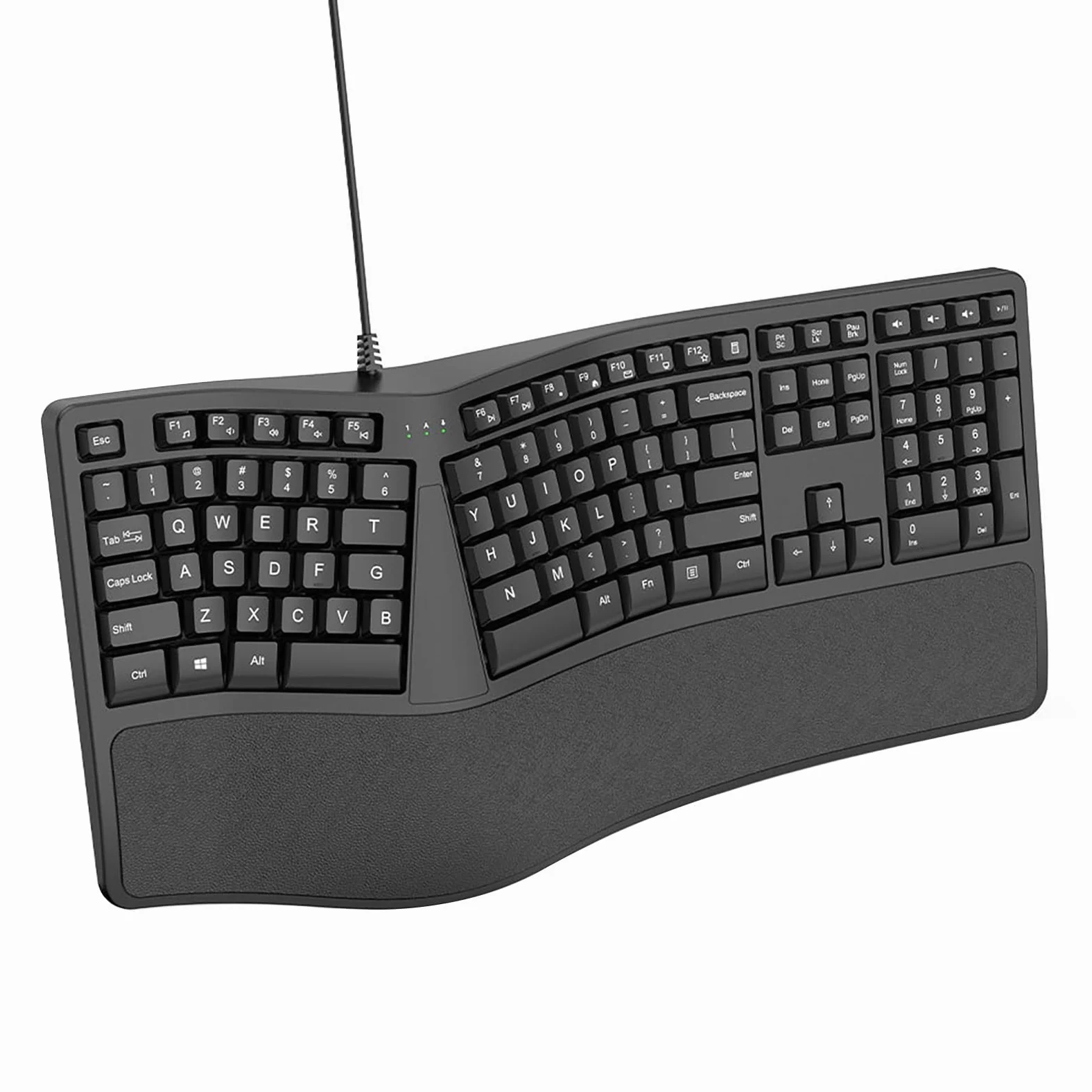 Digitazione Comfort Tastiera Split Design Wired Naturale Ergonomico Full-size 110 Tasti Universale Plug-play Supporto Polso Ufficio Nero