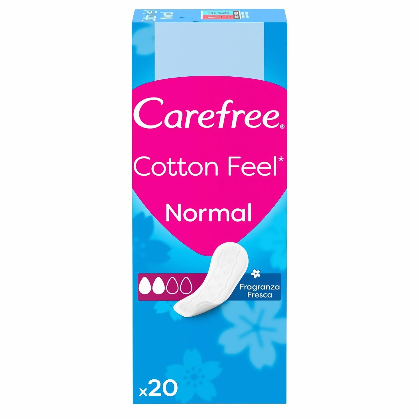Carefree Salvaslip Cotton Feel Normal Fragranza Fresca, Salvaslip Donna 100% Traspiranti, Morbidi Proteggi Slip, 20 Pezzi