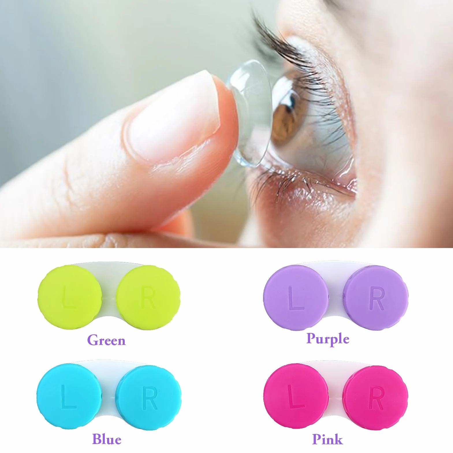 Contenitori per lenti a contatto 4 colori 8 pezzi set da viaggio a prova di perdite