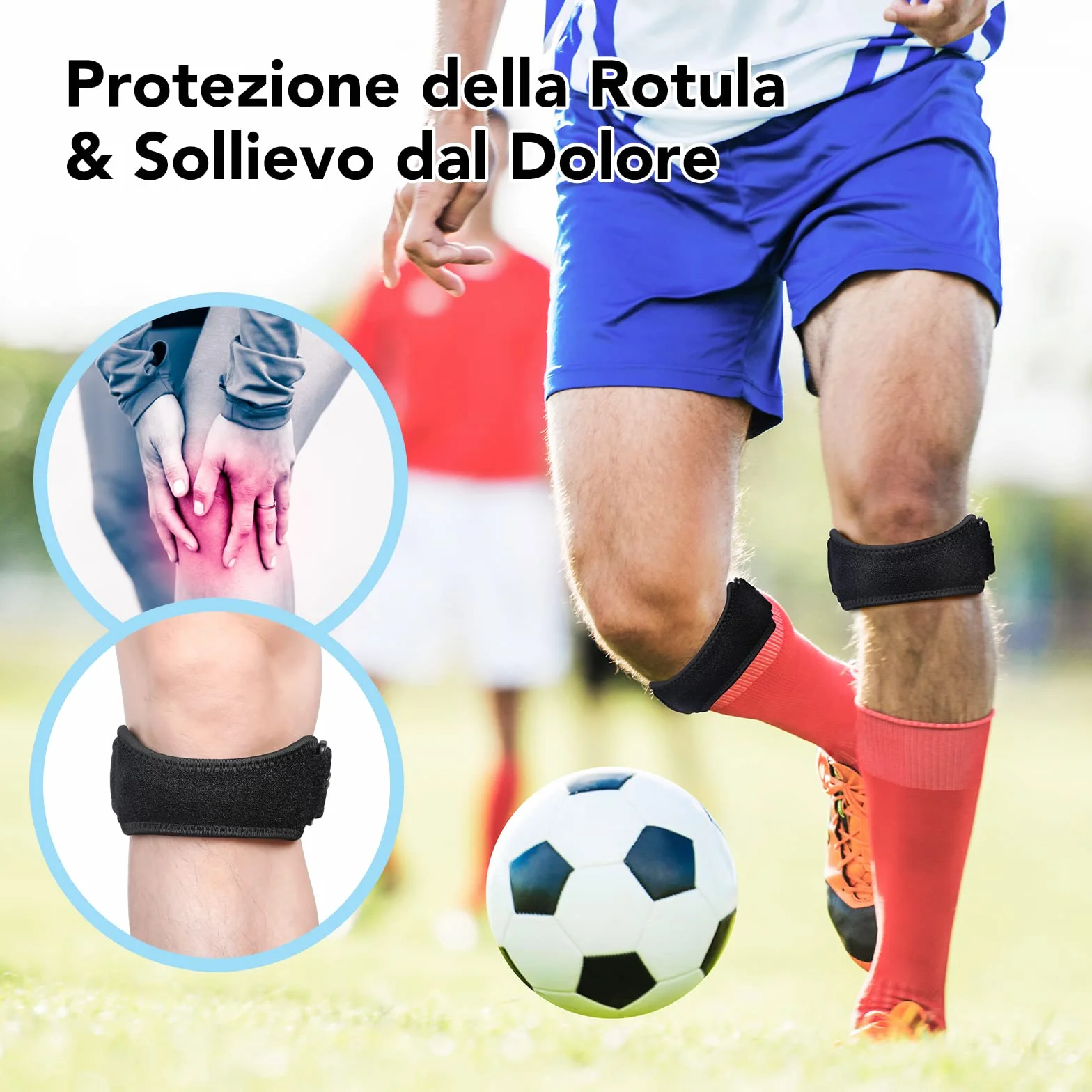 AGPTEK Cinturino Ortopedico Sottorotuleo Ginocchiera Regolabile per Tendinite Rotulea con Gel Silice