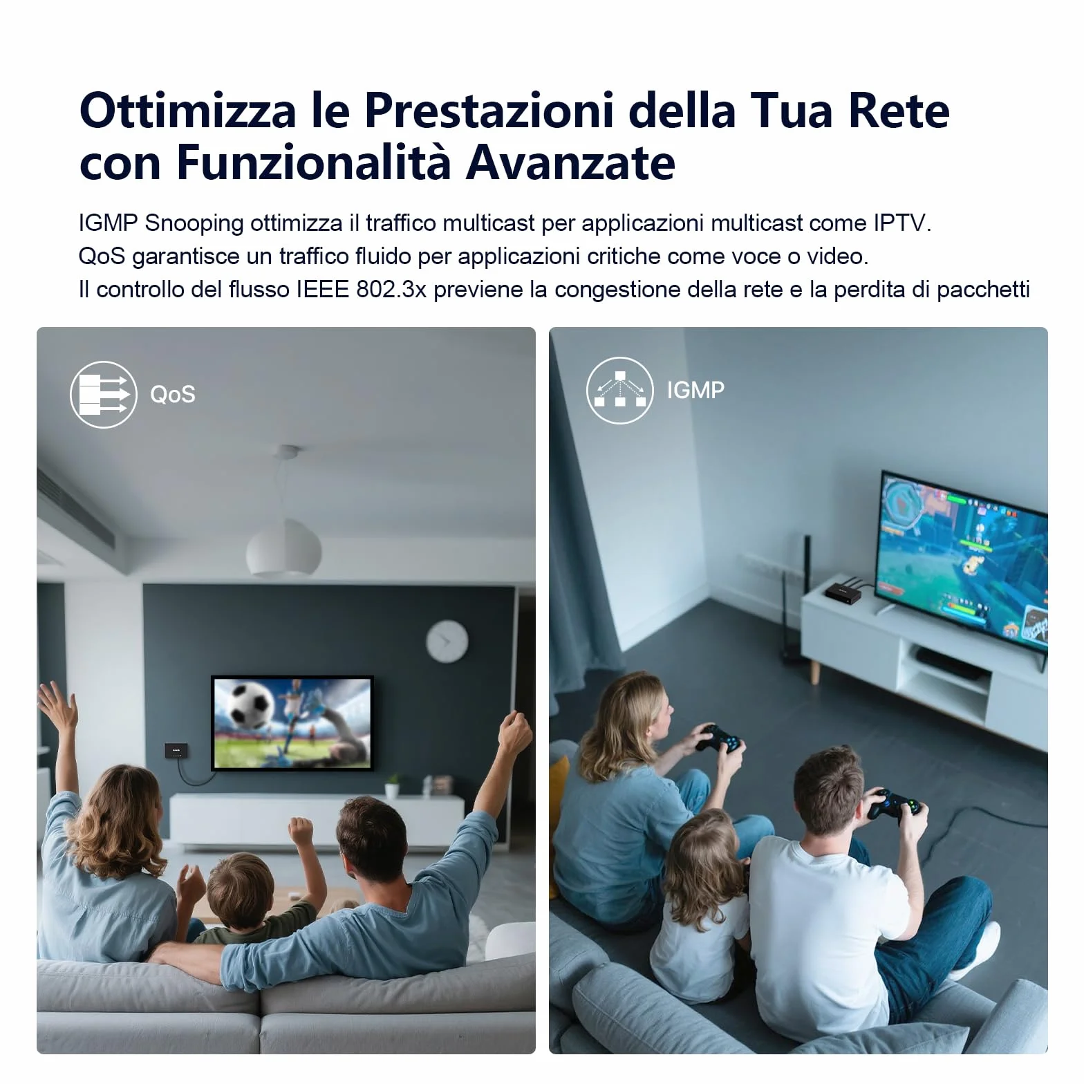 Tenda Switch Ethernet 8 Porte Gigabit Unmanaged TEG1008M, Switch Gigabit 10/100/1000 Mbps, IGMP Snooping, 802.1p/DSCP QoS, Hub Ethernet, Montaggio Desktop o a Parete, Plug & Play, Guscio di Metallo