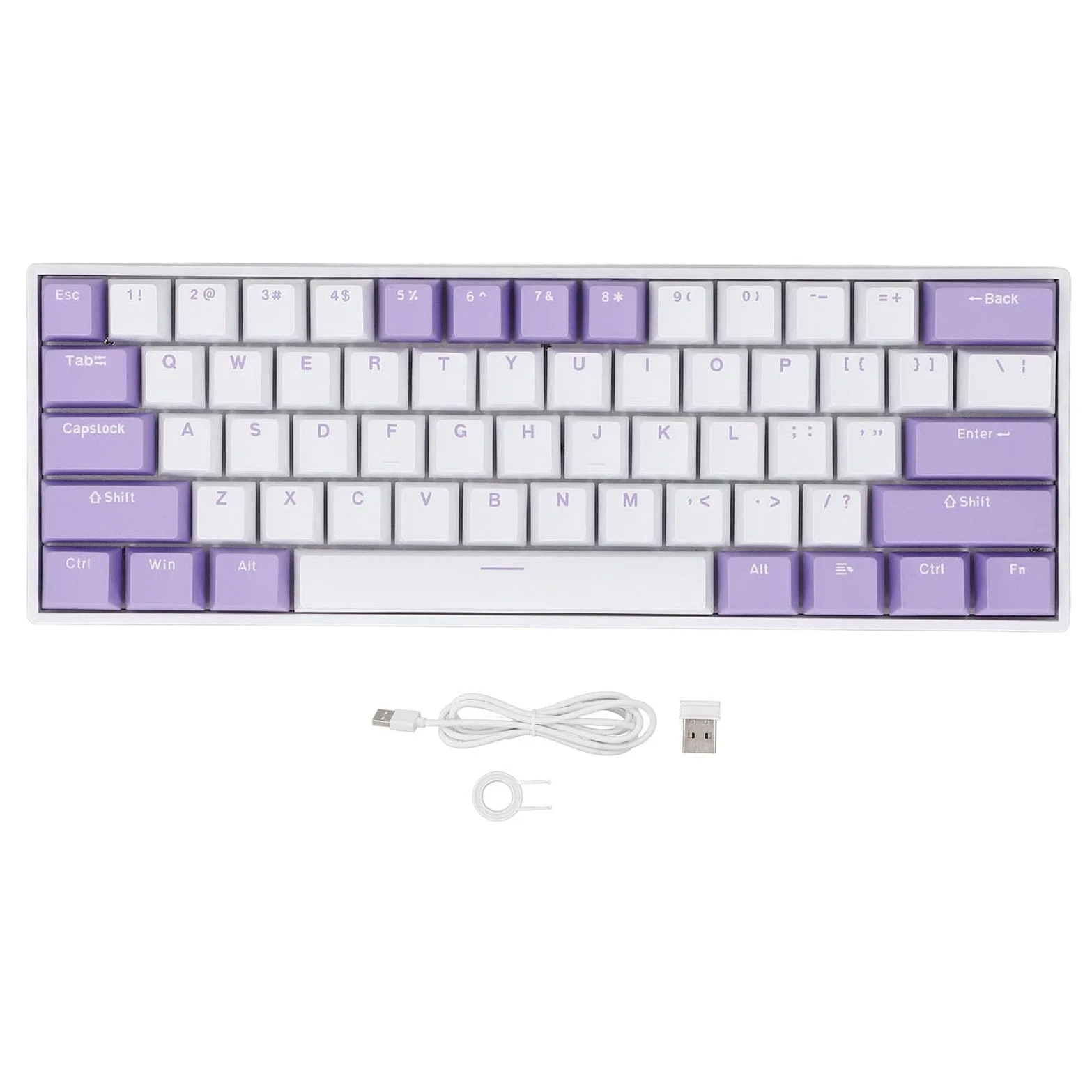 Tastiera Meccanica Wireless a 61 Tasti Compatta Retroilluminata RGB per Gioco e Lavoro Colore Bianco